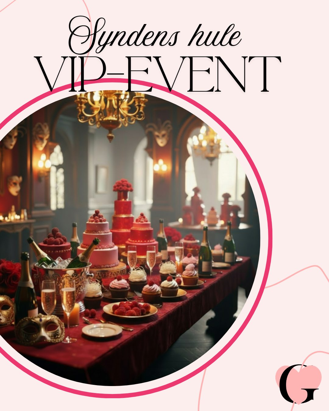 Vores eftertragtede VIP-event er i år, "Syndens hule".
Nåede du at sikre en billet, så læs med her.
Du vil blive budt indenfor af vores maskerede værtinde.
Et overdådighedsbord af kager, mocktails, mousserende vin, frugt og andre søde sager vil stå klar til jer.
Grib en maske og lad musikken få dig i rette stemning og gøre dig klar til vores indtil nu, hemmelige gæst.
Hun har mange romance udgivelser på sit CV. Hendes karakterer kan få dig til at græde, grine og alt der imellem. Hendes historier strækker sig fra Danmarks top ned gennem Jylland, sågar ud på vestkysten og hele vejen til Lapland, Paris, New York, Spanien og mange flere steder.
Det er selvfølgelig forfatter @authorlsherman , der gæster arrangementet.
Til GUNST udkommer hun med "Den napolitanske brud" hos Lindhardt & Ringhof.
Hør hende fortælle om sit forfatterskab og få en forsmag på hendes aktuelle udgivelse, når hun læser en lille bid op fra den.
Glæd dig til et par timer i et syndigt selskab.