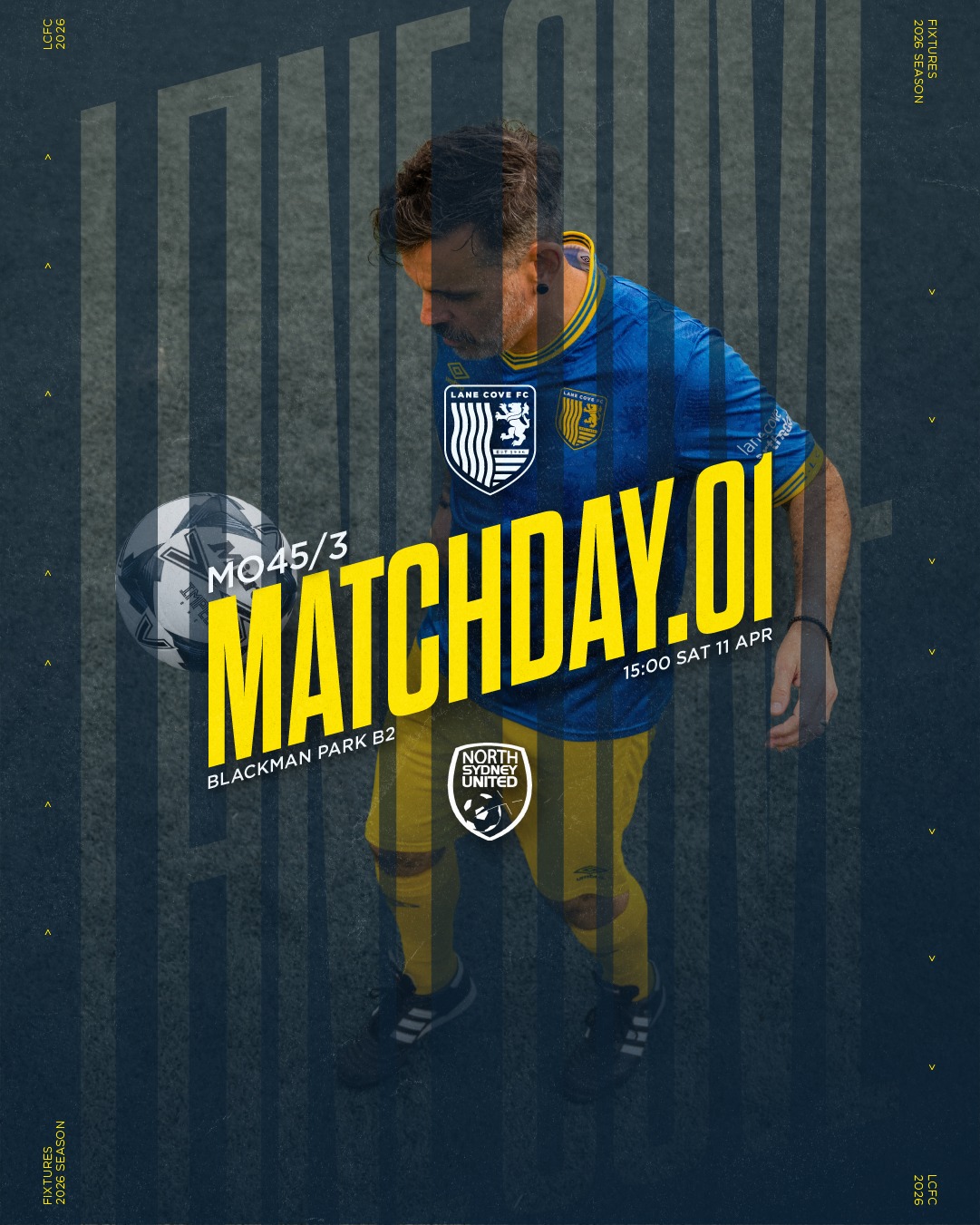 THE GRAND FINAL REPLAY!!!
Our MO45/3s start their 2026 campaign with a replay of last season's grand final against North Sydney at Blackman Park on Saturday afternoon (15:00 KO).
🔵🟡⚽️💪🟡🔵
#AnyOneCanPlay #LaneCoveFC
#LaneCove #inthecove #NSFA #footballnsw #footballaustralia #football #soccer #footballislife #footballculture #footballlife
photography by @snapshootscore