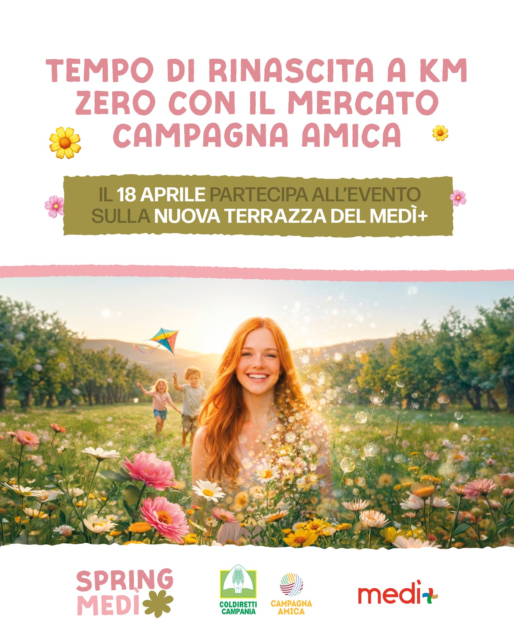 La primavera porta con sé il desiderio di freschezza, natura e sapori autentici. Vi aspettiamo il 18 Aprile per festeggiare insieme sulla nuova terrazza del Medi+ con il Mercato di Campagna Amica.
Vieni a scoprire il meglio del nostro territorio a KM zero, tra colori, profumi e la bellezza di una giornata all'aria aperta. Non mancare! 🌸☀️