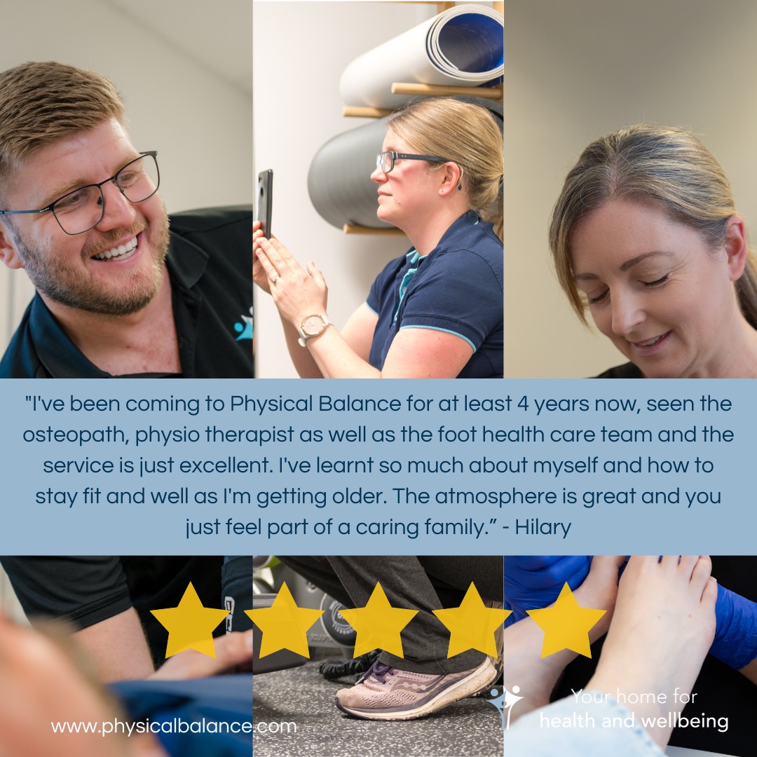 What a lovely Google recommendation we had recently following many visits to clinic - thank you Hilary 😊 We always appreciate your feedback. If you would like to recommend us, you can leave a review on Google or on our Facebook page where it will help others to find us too ❤️ You can find links to both in our bio #physicalbalance #thestudioatphysicalbalance #basingstokeclinic #clientreview #clienttestimonial #osteopathybasingstoke #osteobasingstoke #sportstherapybasingstoke #foothealthcarebasingstoke