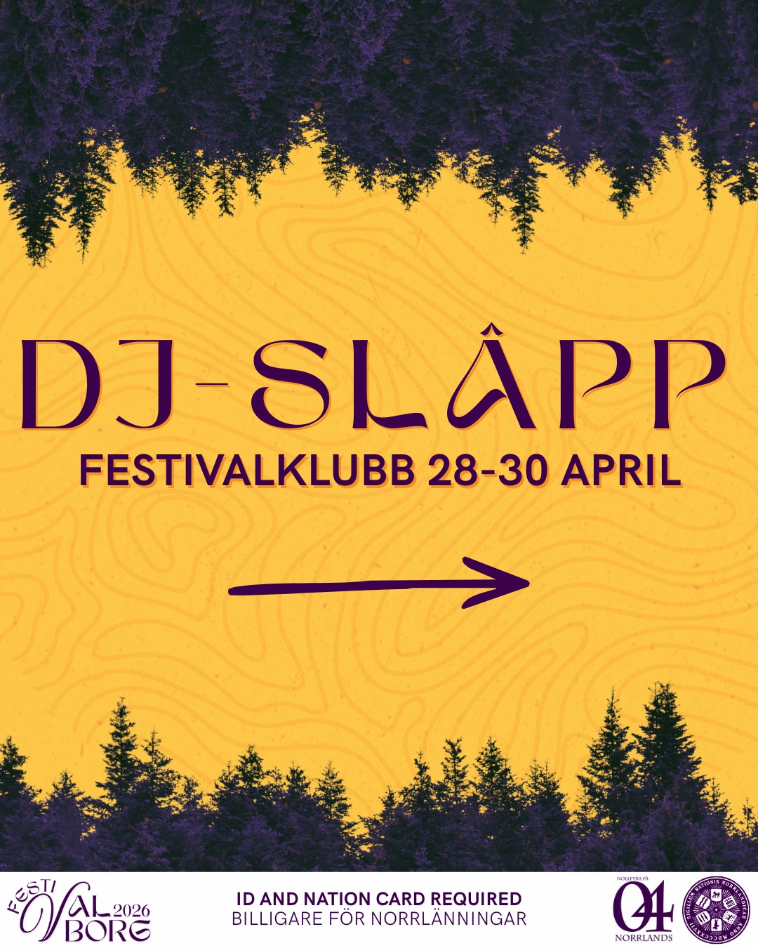 đ Vad vore en festival utan DJ:s? đ
Norrlands nation presenterar med glÀdje DJ-lineupen till Festivalborg 2026! Det Àr dem som kommer att sÀkerstÀlla att det gÄr att dansa loss under alla klubbdagar!
Spelschemat kommer i ett separat inlÀgg och pÄ hemsidan.
Festivalborgsband / 1-dagsbiljett till respektive dag, ID och nationskort / valborgsgÀstkort krÀvs.
___
đ What is a festival without DJ:s? đ
Norrlands Nation proudly presents the DJ line up for Festivalborg 2026! These are the ones who will make sure you can dance all night long!
The schedule will be posted in a separate post and on the website.
Festivaborg band / 1-day ticket for the corresponding day, ID and nation card / valborg guest card required.