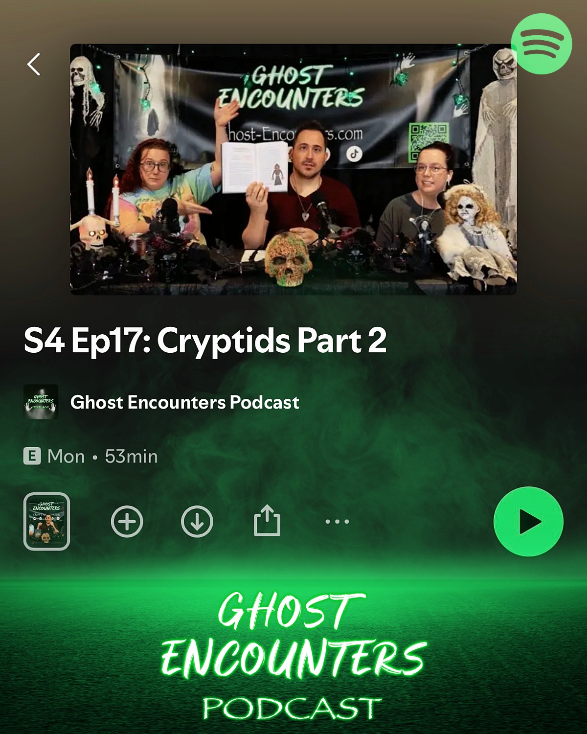 Listen to Ghost Encounters Podcast S4 Ep17: Cryptids Part 2 👻🐙🦅👽
Listen & Watch on @spotify
Across the country, people have reported seeing things they can’t explain — massive winged creatures, glowing figures in the distance, and something that arrived… and was never fully understood.
Want AD-FREE episodes, early access, discounted merch, bonus content, and more! Then become a Spooky VIP! Visit: https://www.patreon.com/GhostEncountersPodcast
Visit the Spooky Shop for Ghost Encounters Podcast merch! Visit our website and click on Spooky Shop! www.Ghost-Encounters.com
Send spooky Fan Stories to GhostEncountersStories@gmail.com
Sponsored By @ghostmarketingco & @sleepycaturbanwinery
#ghostencounters #podcast #stayspooky #spotify #haunted #paranormal #ghosts #cryptid #cryptids #snallygaster #thunderbird #flatwoodsmonster