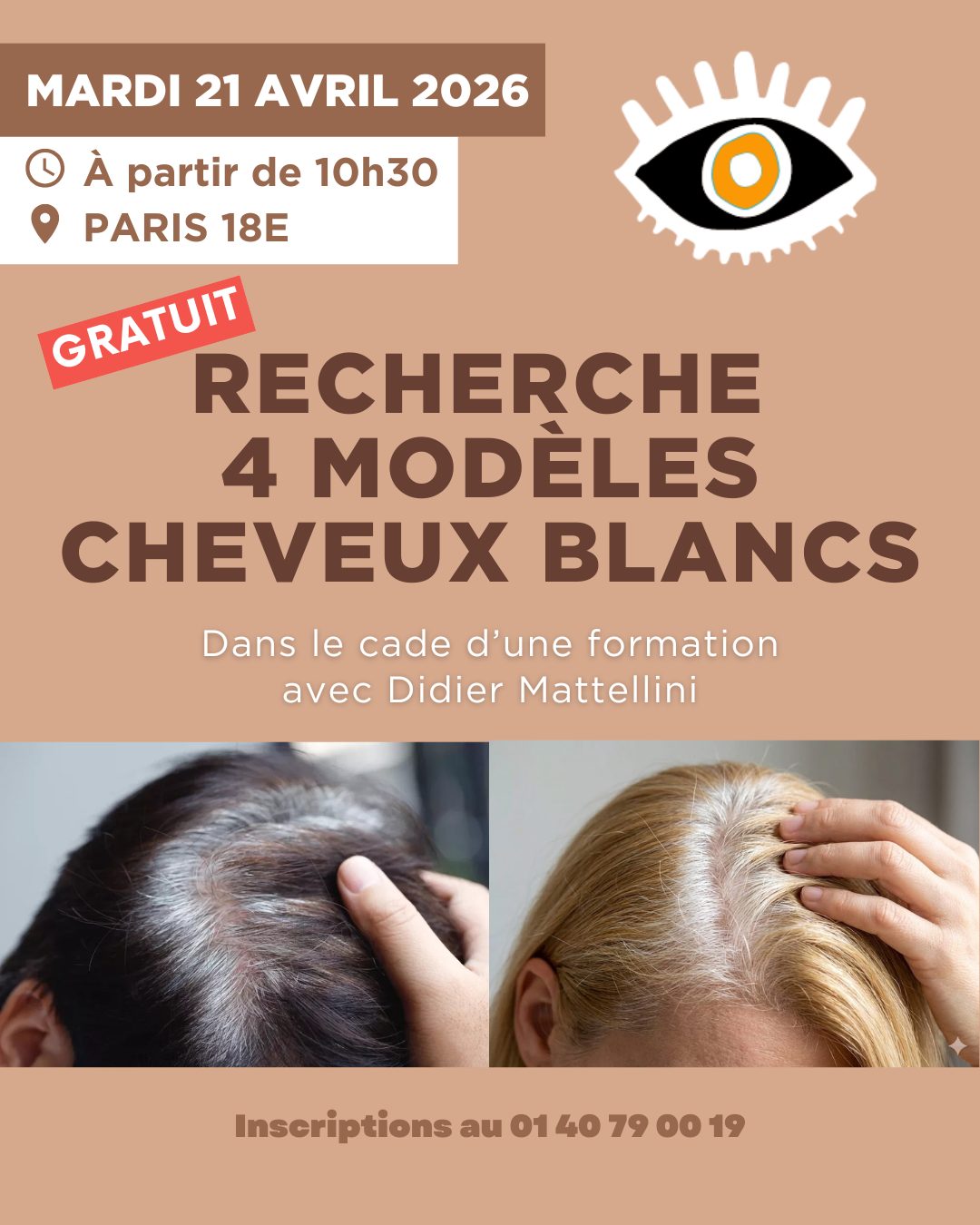 RECHERCHE MODÈLES – FLASH COLOR ✨
Dans le cadre d’une formation exclusive dédiée à FLASH COLOR, notre nouvelle coloration spécialement conçue pour couvrir les cheveux blancs en 10 minutes, avec Didier Mattellini.
👉 Nous recherchons 4 modèles pour cette démonstration technique réalisée par des professionnels en formation, encadrés par notre expert. Une belle occasion de découvrir cette nouveauté et de bénéficier d’un service couleur professionnel.
Profils recherchés :
• minimum 50 % de repousse de cheveux blancs
• 2 modèle sur cheveux foncés
• 2 modèle sur cheveux clairs
📅 Mardi 21 avril 2026 à Paris
⏰ À partir de 10h30
#coiffure #factoryeducation #formation #modelecoloration #modeleparis #modelecoiffure #flashcolor