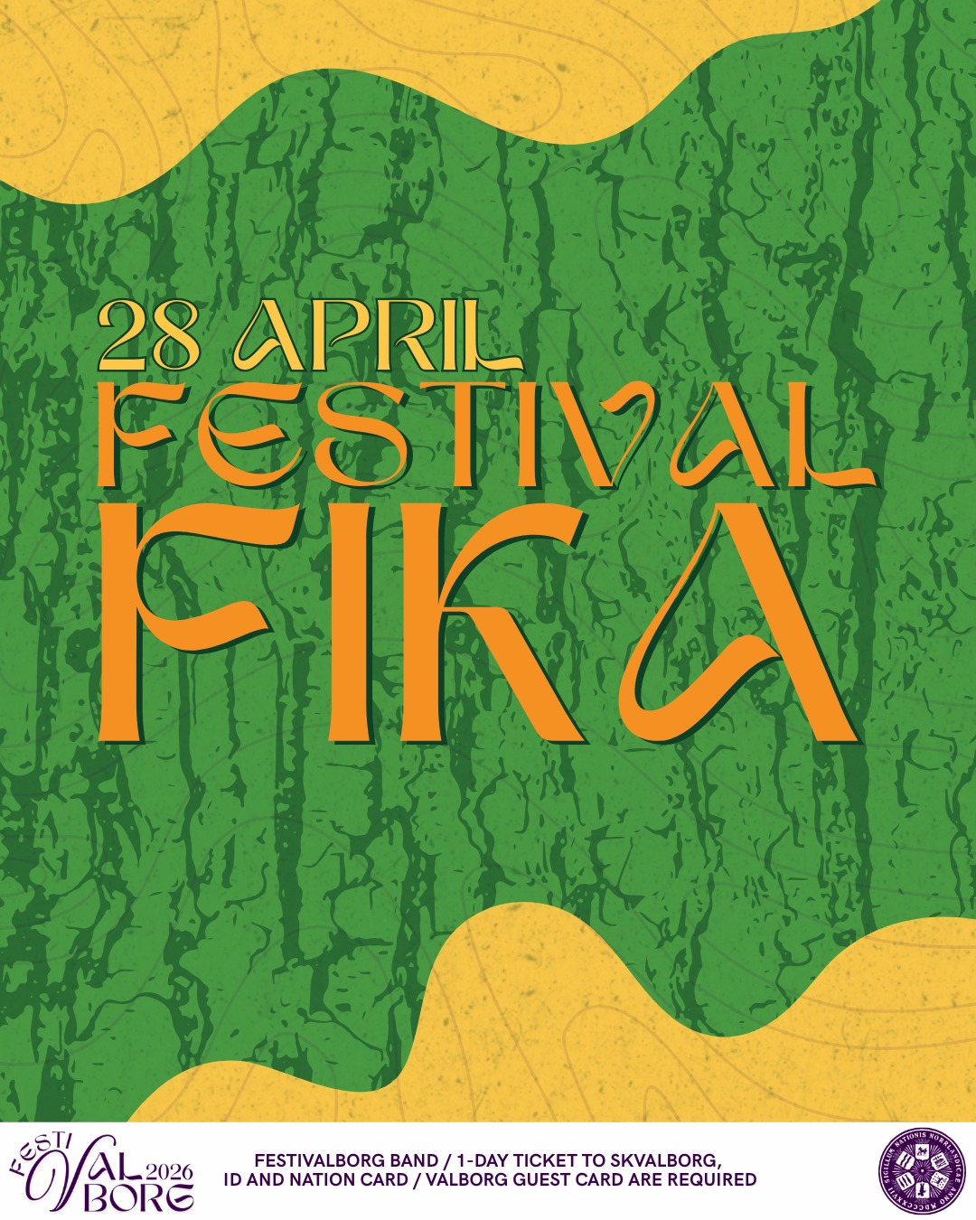 🌄Tagga igång Skvalborg med FESTIVALFIKA! 🌄
Festivalfikat bjuder på en mumsig mack- och fikabuffé. Dessutom kommer två barer hålla öppet där läskande favoriter som kaffedrinkar, mimosa, sangria och lemonad serveras. Självklart kommer det finnas alkoholfria alternativ.
Datum: 28 april
Tid: 15:00-19:00
Plats: Majs café med övervåning
Pris: Mat och dryck säljs till självkostnadspris.
Festivalborgsband / 1-dagsbiljett till Skvalborg, ID och nationskort / valborgsgästkort krävs.
___
🌄Start Skvalborg with FESTIVAL FIKA! 🌄
What’s a better start to Skvalborg than a delicious buffet of sandwiches and pastries? During the Festival fika, two bars open will be open, where you can purchase popular drinks such as coffee drinks, mimosa, sangria, and lemonade. Of course, there will be alcoholic free alternatives.
Date: April 28th
Time: 15:00-19:00
Location: Majs café, with one extra floor
Price: Food and beverages is purchased at cost price
Festival band / 1-day ticket to Skvalborg, ID and nation card / Valborg guest card required.