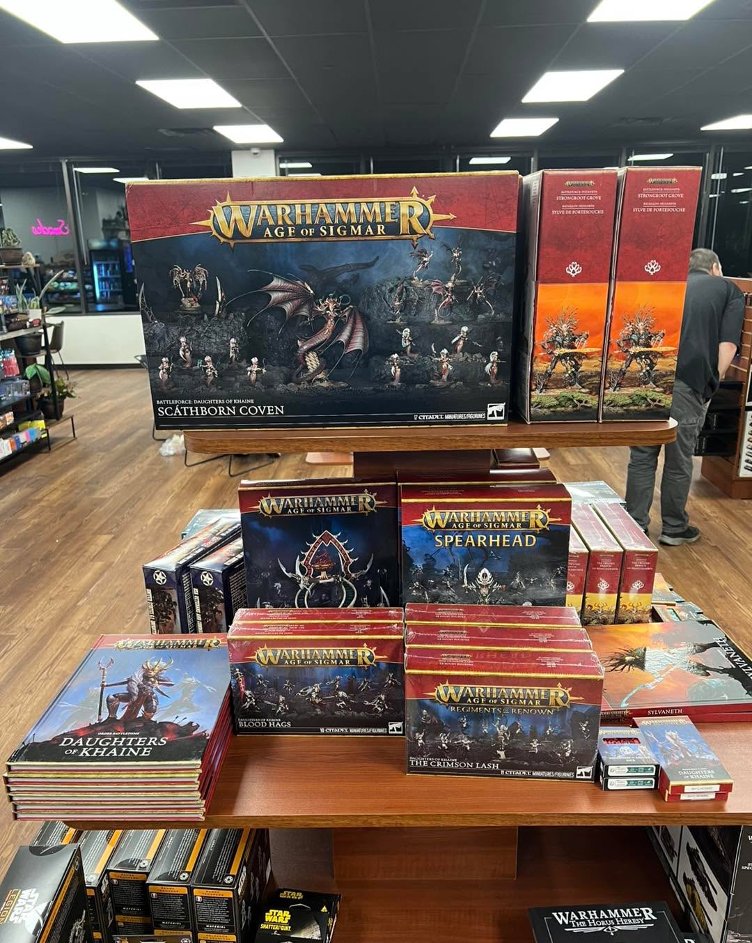 New Daughters of Khaine and Sylvaneth have landed here at ROUNDTABLE GAMES! Come see what these factions have in store for you with new models and new battletomes. Visit us soon and see the ROUNDTABLE difference for yourself!