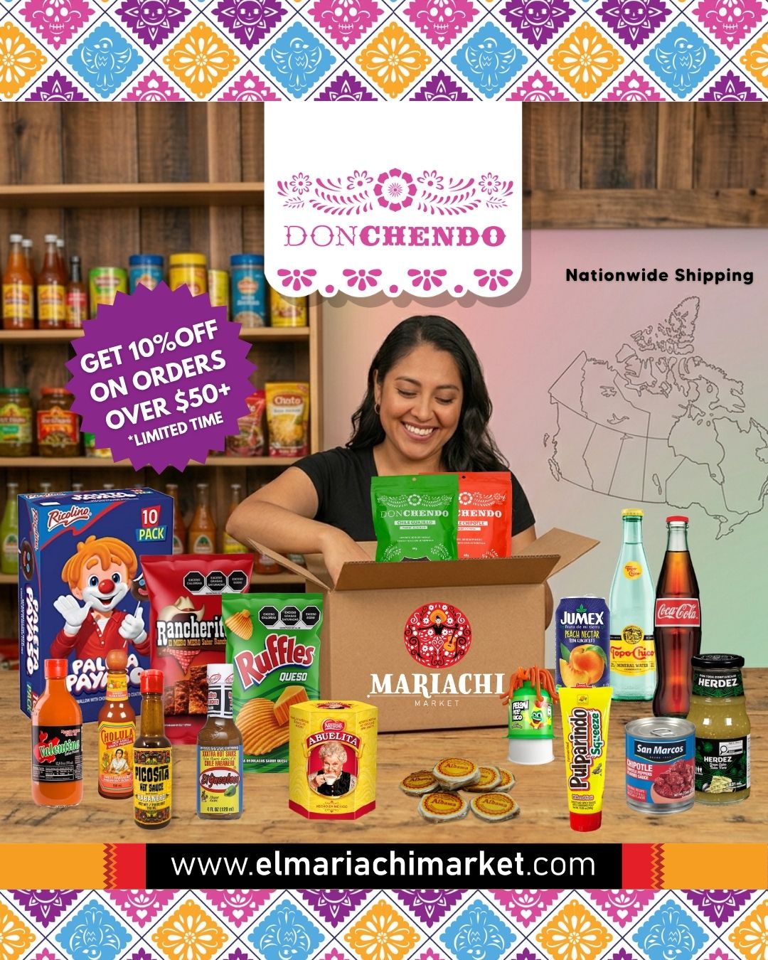 🇨🇦🌮 Craving authentic Mexican flavors? We’ve got you covered!
Shop all your favorites at El Mariachi Market, from snacks and candies to pantry staples and drinks, all delivered straight to your door anywhere in Canada 📦✨
🔥 Limited time offer: Get 10% OFF orders over $50 – the perfect excuse to stock up on your must-haves!
Bring the taste of Mexico home today 🇲🇽💛
🛒 Shop now: www.elmariachimarket.com
.
.
.
#ElMariachiMarket #DonChendo #ShopMexican #MexicanFlavors #CanadaWideShipping #OnlineGrocery #MexicanSnacks #FoodieCanada #TasteOfMexico #SupportLocalCanada #SnackTime #PantryStaples #MexicanFoodLovers #CanadianEats #DealAlert #SupportLocal #MexicanosEnCanada #MexicanCandy