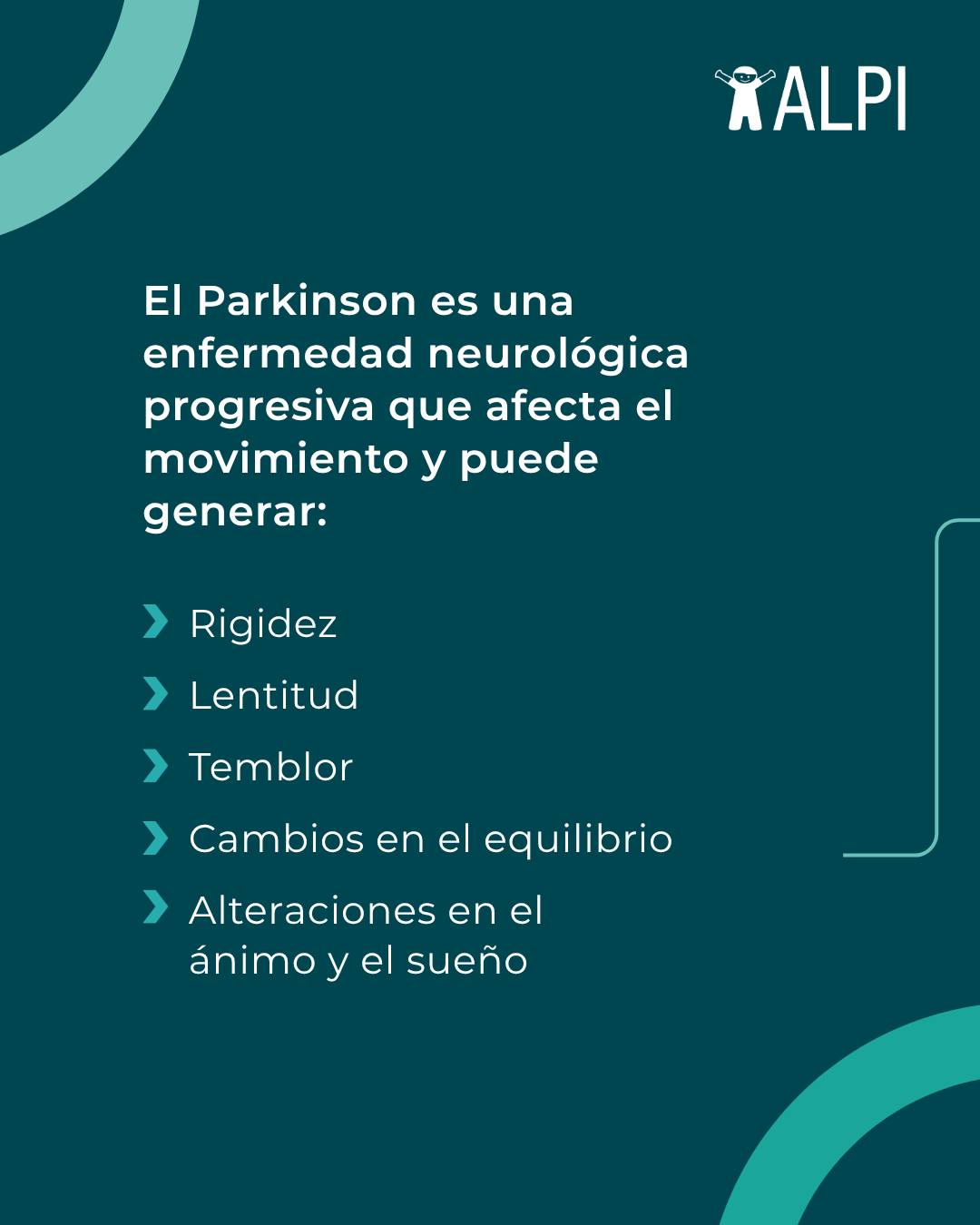 El Parkinson es una enfermedad neurológica que afecta el movimiento, pero cada persona lo vive de manera diferente.
Con el acompañamiento adecuado, es posible mejorar la calidad de vida y sostener la autonomía.
En ALPI trabajamos con un enfoque integral para acompañar a cada persona en su proceso de rehabilitación.
💙 Porque acompañar hace la diferencia.
📅 11 de abril – Día Mundial del Parkinson
📞 (011) 4839-7700
📲 11-3332-9926
✉️ turnos@alpi.org.ar
#ALPI #Parkinson #Rehabilitación