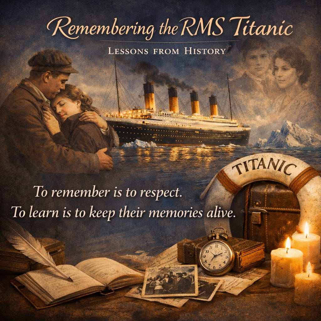 Oggi, a First Class, ricordiamo l’anniversario del RMS Titanic.
Nelle nostre lezioni CLIL non insegniamo solo la storia — la rendiamo viva.
Attraverso la lingua, i nostri studenti scoprono storie vere, persone reali e momenti che hanno segnato il mondo.
Il Titanic non è solo una lezione… è un ricordo.
Delle vite perse, delle storie mai raccontate e di quanto sia importante non dimenticare.
Perché quando ricordiamo insieme, diamo di nuovo spazio a quelle voci.
E nella nostra classe, quei ricordi continuano a vivere.
A First Class, imparare è umano.
E oggi impariamo attraverso il ricordo.
#FirstClass #CLIL #ImparareConLaStoria #Titanic #PerNonDimenticare