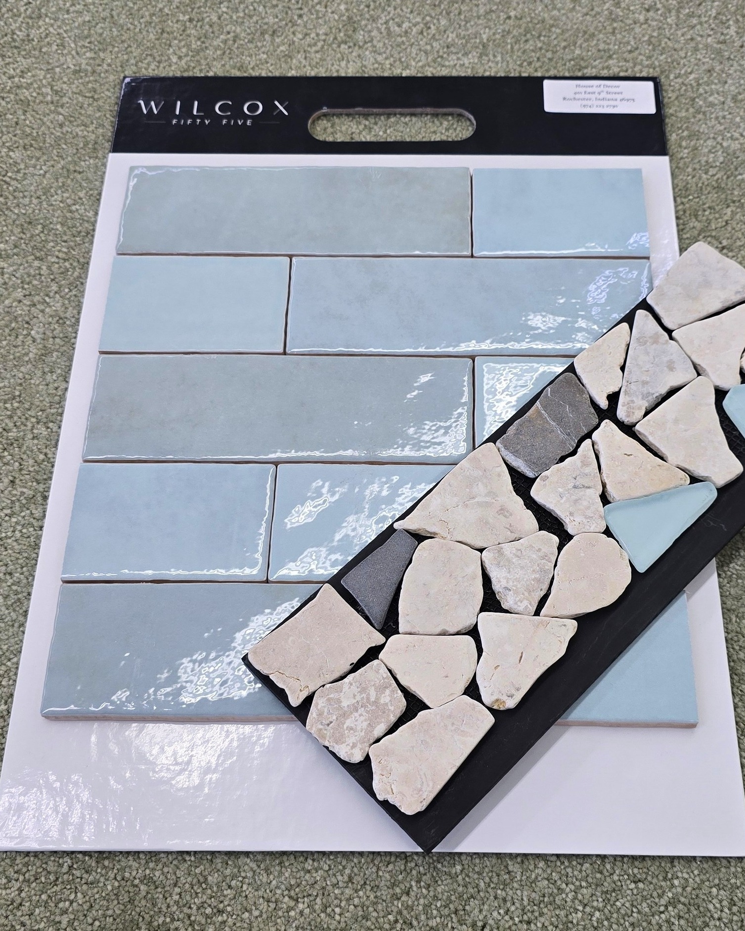 Not sure where to start? That’s what we’re here for.
We can help you pull together flooring, tile, paint, and countertop samples so you can see how everything works together before you make a decision. Whether you love modern, warm, rustic, or classic styles, we’ll help you design a space that feels like you.
Check out this layout. Every sample ties together perfectly, from the flooring to the accents, creating a look that feels finished and coordinated.
The best part? We don’t just help you design it, we install it too. From flooring installation to tile and more, we can help bring your ideas to life from start to finish.
Stop by our showroom and let’s start building your perfect space.