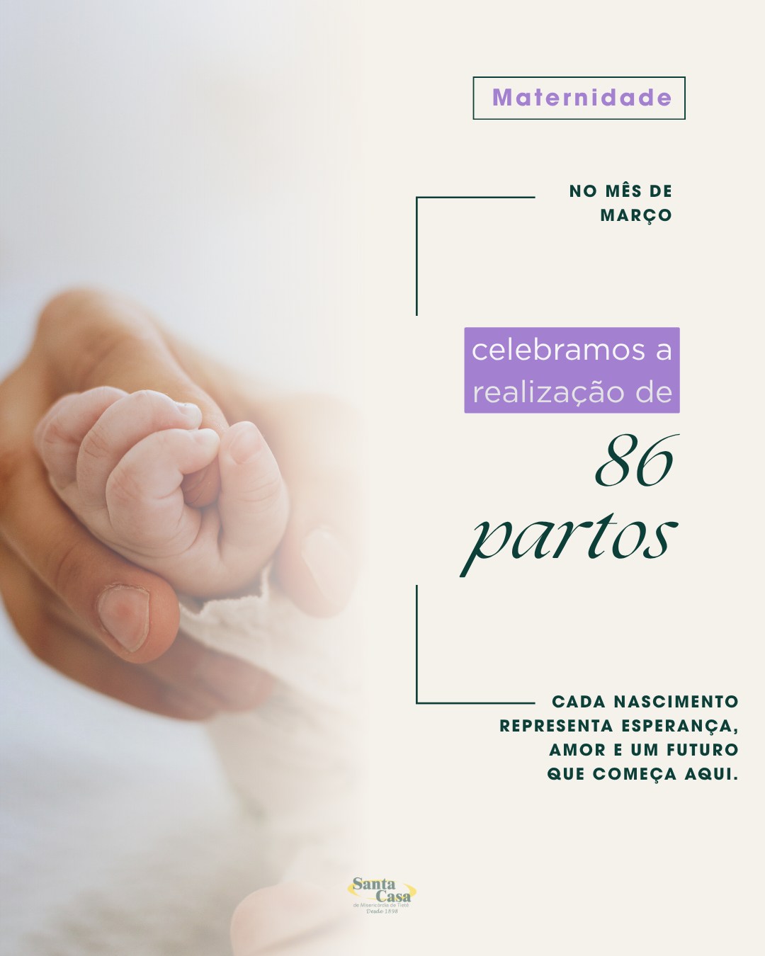 Cada nascimento carrega uma história única, cheia de emoção, expectativa e amor.
No mês de março, nosso hospital teve a alegria de realizar 86 partos, marcando o início de novas vidas e fortalecendo ainda mais o nosso propósito de cuidar. 👩🏽🍼
Por trás de cada número, existem famílias, sonhos e momentos inesquecíveis que tivemos o privilégio de acompanhar de perto.
Seguimos comprometidos em oferecer um atendimento seguro, humanizado e acolhedor para mães, bebês e toda a família.
Nos sentimos honrados em fazer parte de tantos começos. 💜