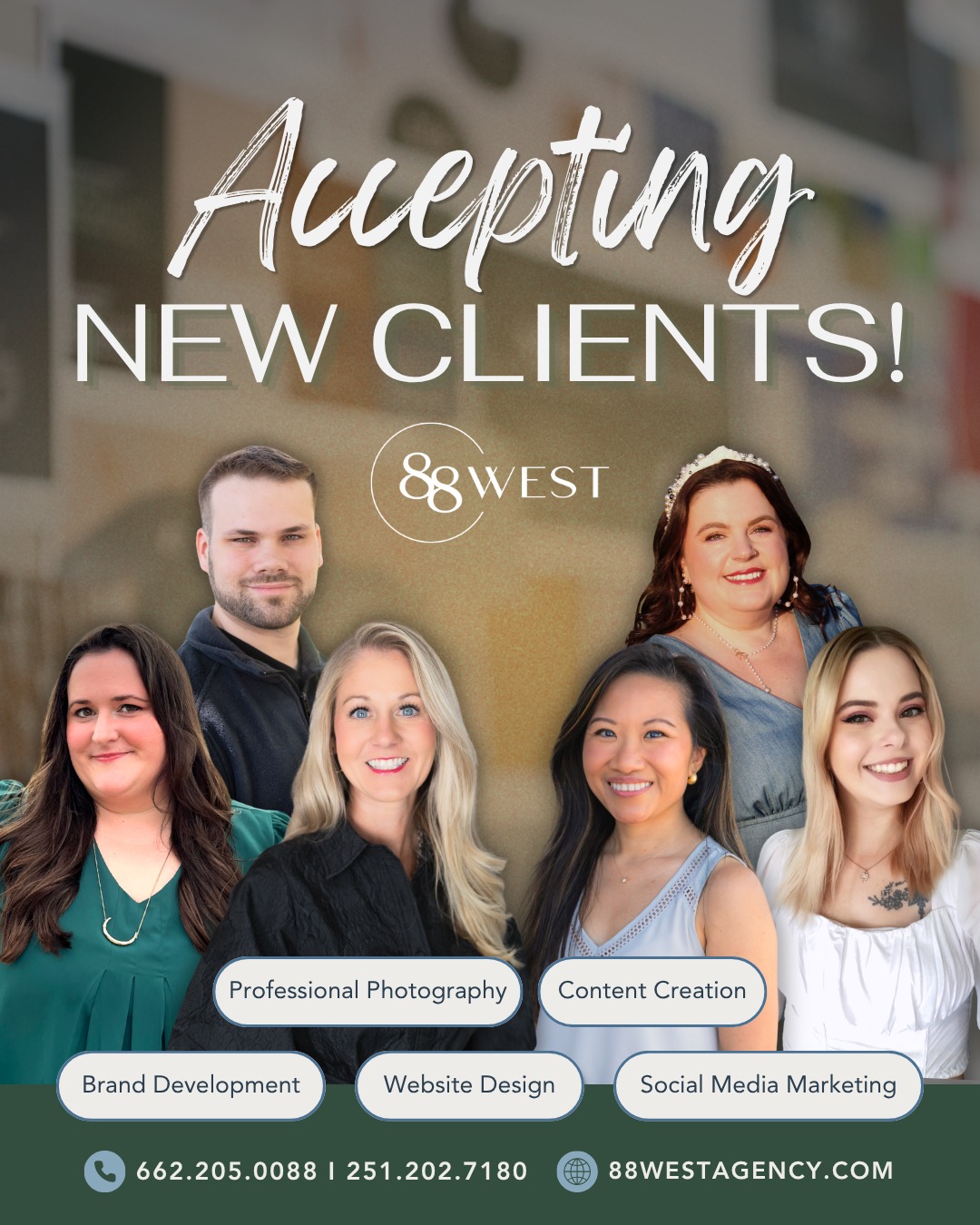 We’re excited to share that we have openings for new clients who are ready to grow their business! If your website is outdated, your social media is inconsistent, or your headshots are from a different decade, reach out to our team. 👀
-
📞 662.205.0088 | 251.202.7180
💻 88westagency.com
-
#88West #88WestAgency #NorthMS #ALGulfCoast #MSGulfCoast #TupeloMS #GulfShoresAL #HuntsvilleAL #SoutheastBusiness #WebDesign #SocialMediaMarketing #EmailMarketing #BrandAgency #SoutheastMarketing #BrandPhotography #BrandDesign