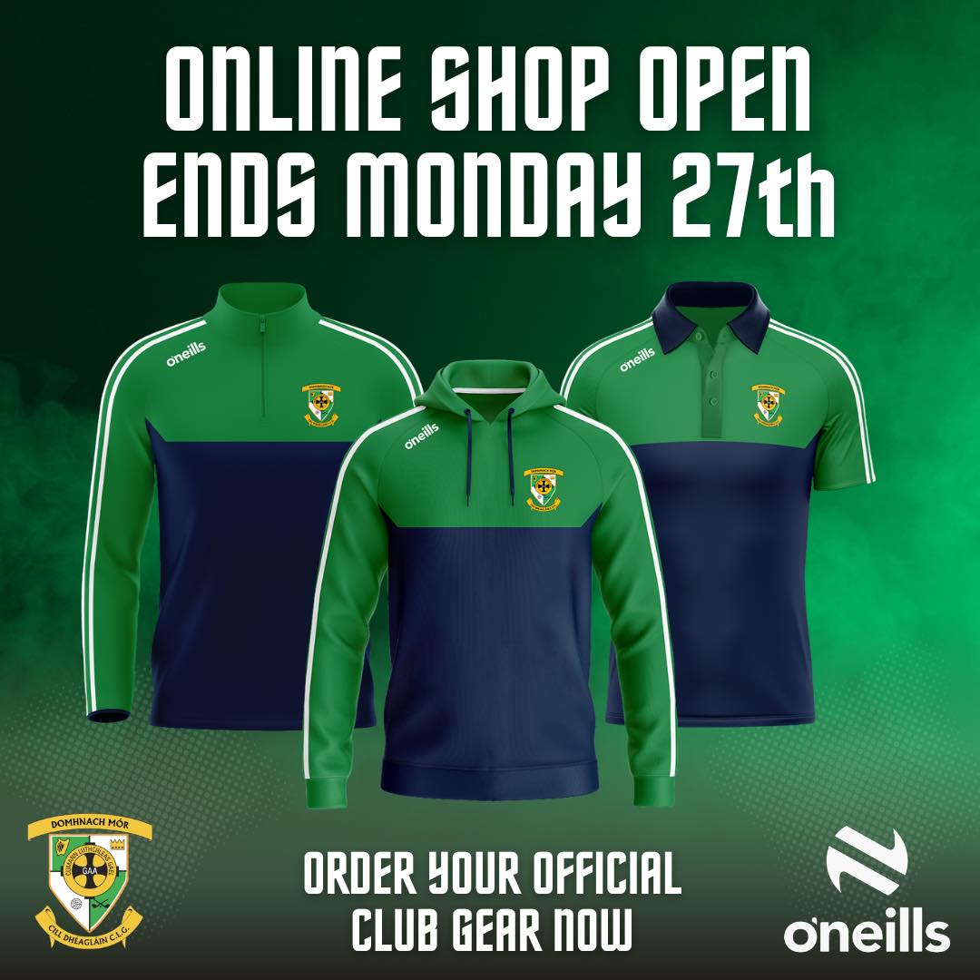 Our Official Club Gear is available online now!
Please follow the link below to create your account (or login to your existing account) and purchase your desired item.
🔗 https://oneills-uk.calashock.app/registration/c3a6e636722a4b3ace037e75b2154797-cd232062f5f40d14a2914533d8cee789
PLEASE NOTE;
🟢 This link will be live until Monday 27th April and once it has closed, no further orders can be placed.
🟢 O'Neills have a minimum order they must reach on each garment. If a garment does not reach the minimum number required, members will be refunded and given a chance to purchase a different garment.
🟢 O'Neills will process the orders when the Online Portal closes, so please allow 7-8 weeks from then for items to be delivered to the club.