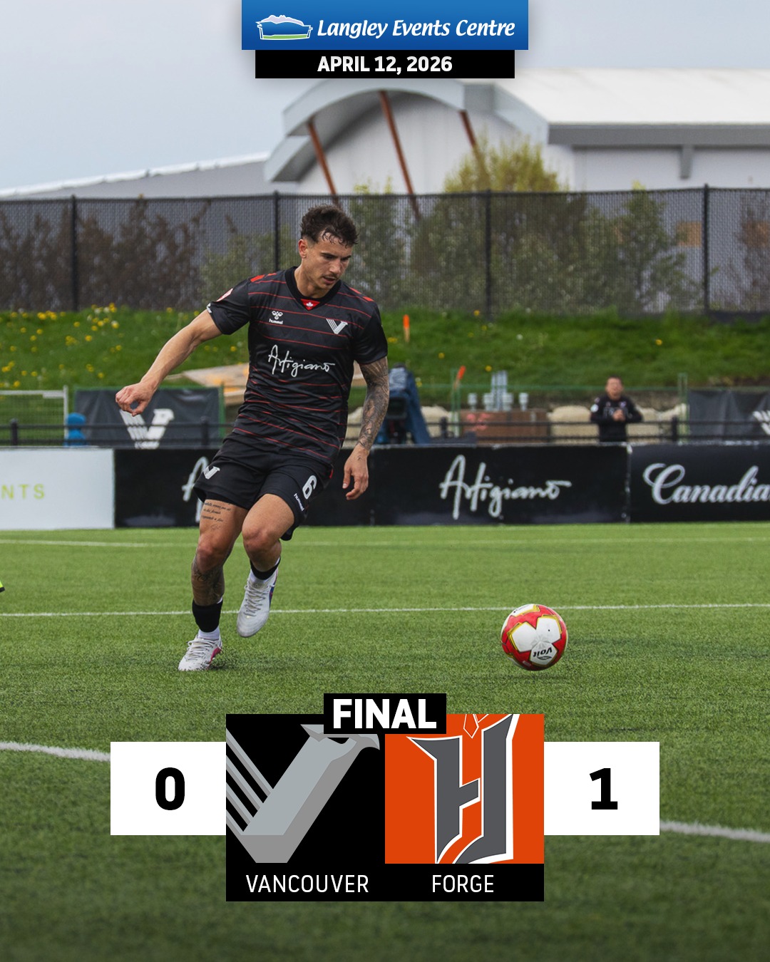 Visitors tally late to take the 3 points in some Sunday football action at the Stadium at Langley Events Centre ⚽