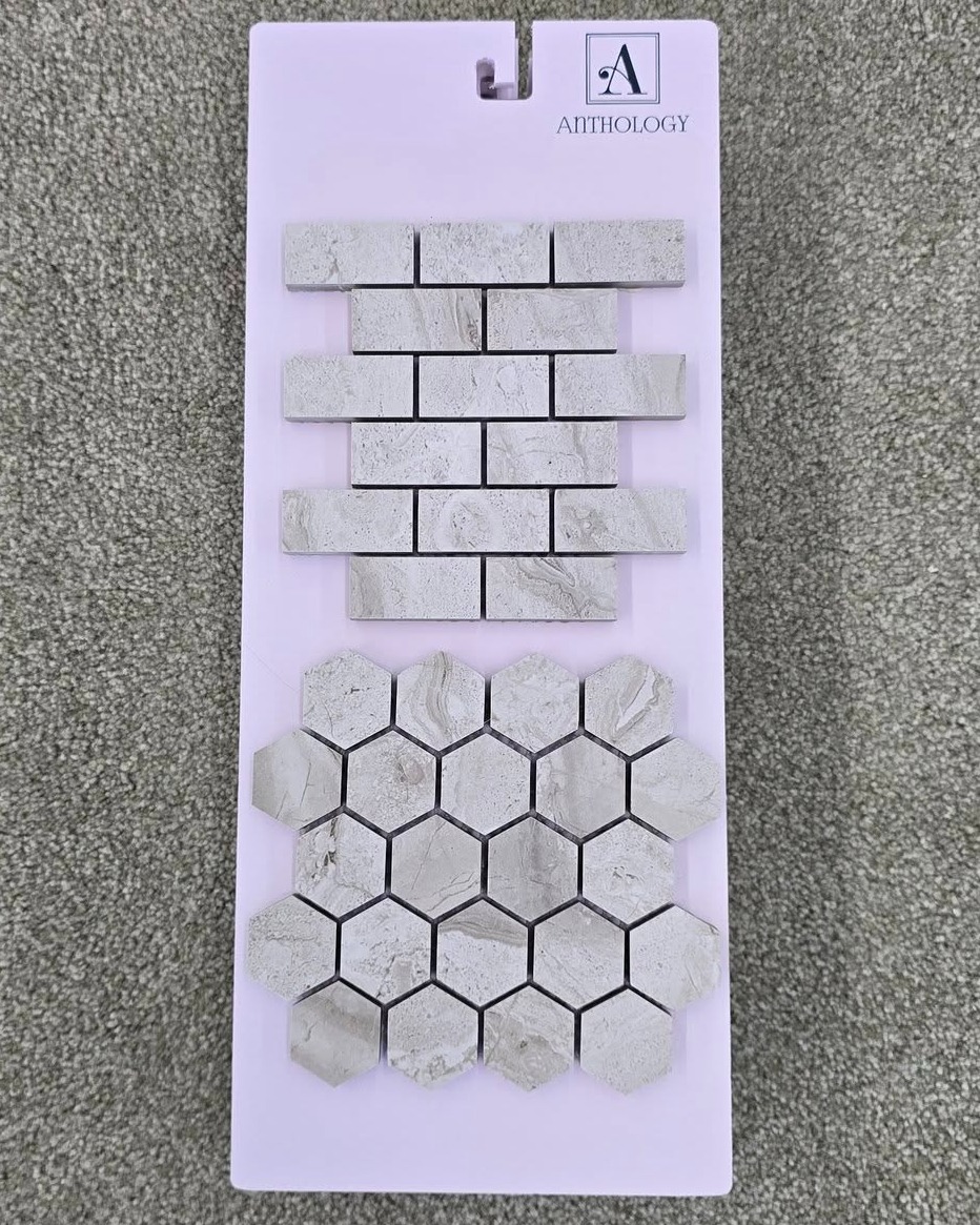 Anthology tile just hits different!
If you’re looking for something unique, this is it. Anthology Tile brings in clean designs, great textures, and a ton of options to work with.
This sample shows how versatile it can be. Same material, different shapes, and completely different looks depending on the layout. Whether you like the classic brick pattern or the hex style, it all ties together while still giving you something custom.
Perfect for showers, backsplashes, or adding a little detail to your space without going over the top.
We’ve got plenty of Anthology options in the showroom. Stop in and let’s find the right fit for your project.