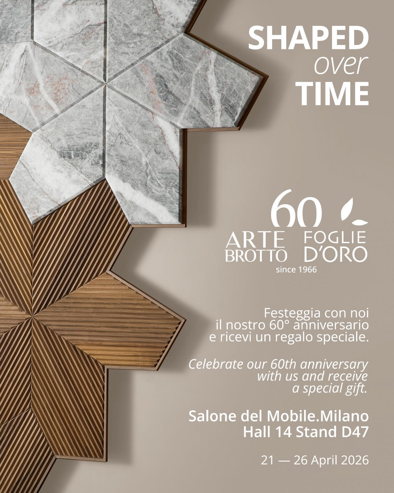 Shaped over time. โจ
Join Foglie dโOro at Salone del Mobile Milano as we celebrate 60 years of Italian craftsmanship and design excellence.
From 21โ26 April, experience a legacy defined by material mastery, innovation, and timeless elegance brought to life through our signature wood collections.
To mark this special anniversary, we invite you to visit our stand and receive a commemorative gift.
๐ Hall 14, Stand D47
๐
21โ26 April 2026
For appointments and enquiries:
๐ https://www.luxandbeyond.sg/
๐ง info@luxandbeyond.sg
๐ +65 6926 8294
We look forward to welcoming you in Milan. ๐ฎ๐น
#FogliedOro #SaloneDelMobile #MilanDesignWeek #ItalianCraftsmanship #60YearsOfDesign #LuxuryFlooring #WoodDesign #DesignExcellence #MadeInItaly #InteriorDesign