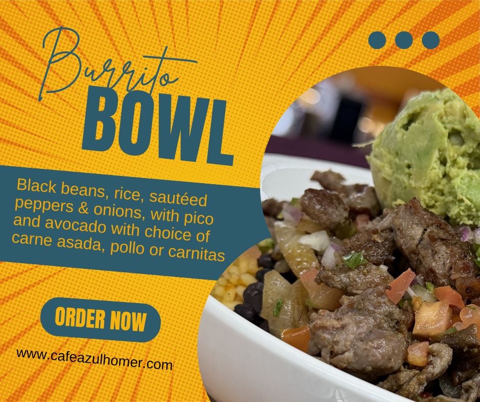 Our newest menu item, the Burrito Bowl! And we now have fresh made Black Beans!
Order Online: https://cafeazulhomer.com
#cafeazulhomer #homeralaska
