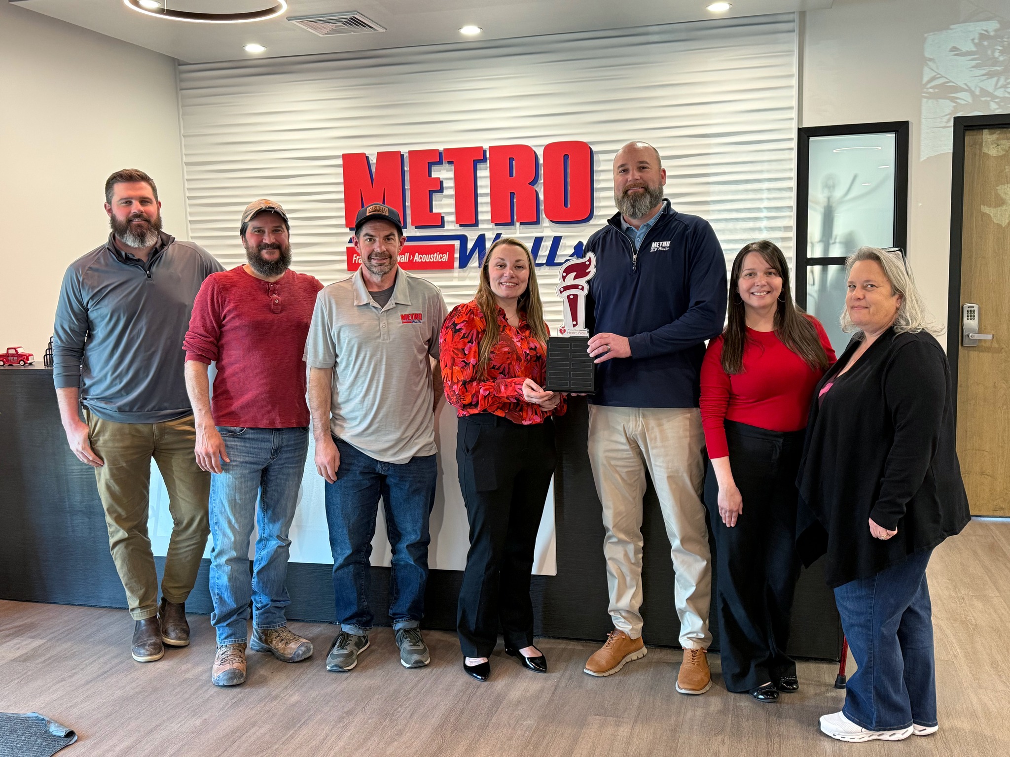 Metro is proud to be part of the American Heart Association’s NH Heart Walk in May ❤️
This year, they’re introducing the brand new “Traveling Torch” 🔥 — each week leading up to the walk, it’s handed off to a different fundraising team to recognize their efforts, spread awareness, and add a little fun. We're honored to have it with us this week!
Shoutout to our #EmployeeOwnershipCommittee for leading the way: Matthew Gifford, Amira Grenier, Lindsey Callan, PHR, Paula Wilson, Chris McCall, Chuck Acevedo, Jed Olio and Bryan Hussey.
#AmericanHeartAssociation #NHHeartWalk #TravelingTorch #MetroWalls
