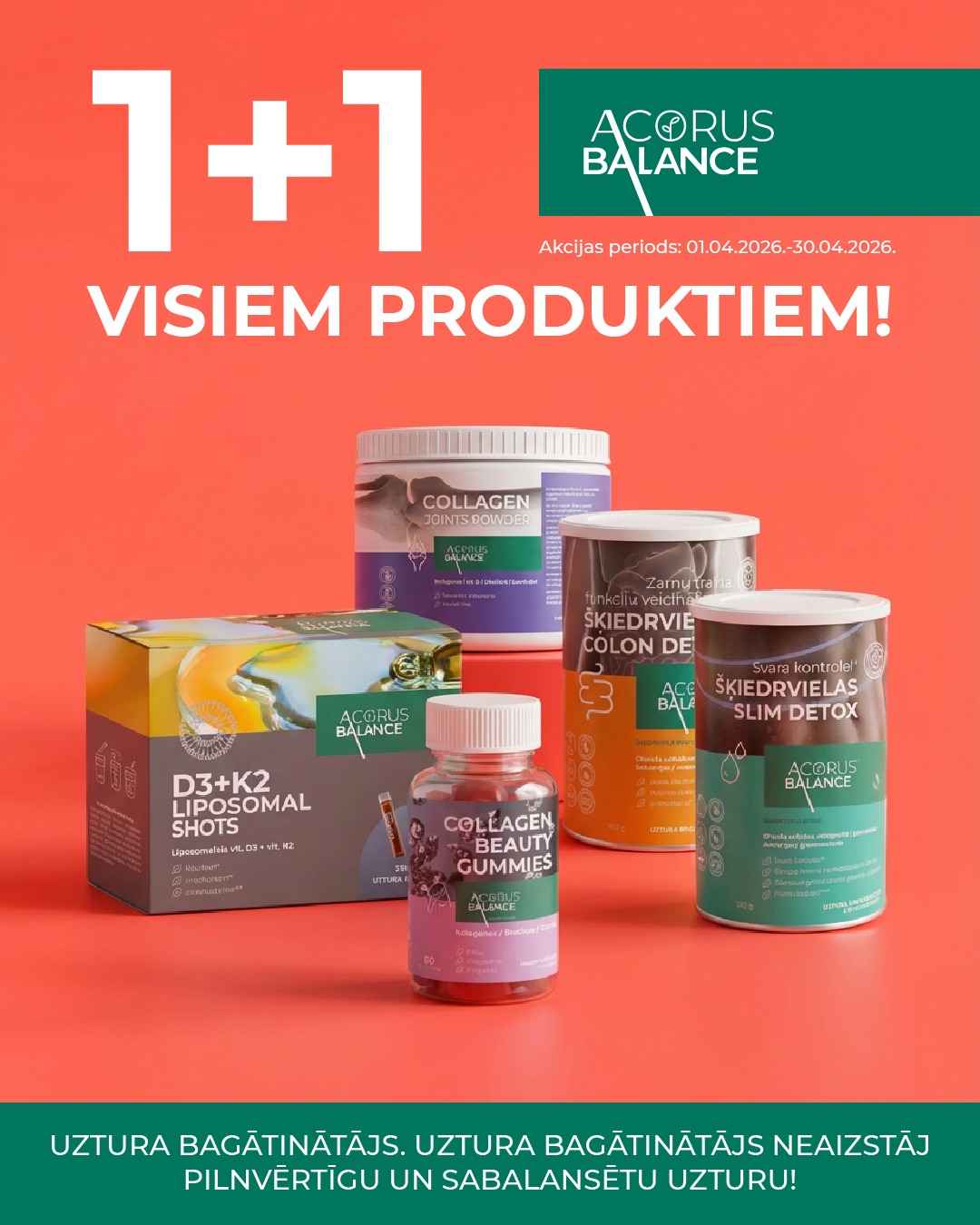 ❗️Nepalaid garām aprīļa akciju!
🛍 Visiem produktiem 1+1
👉 Produktus varat iegādāties mūsu mājaslapā - acorusbalance.lv