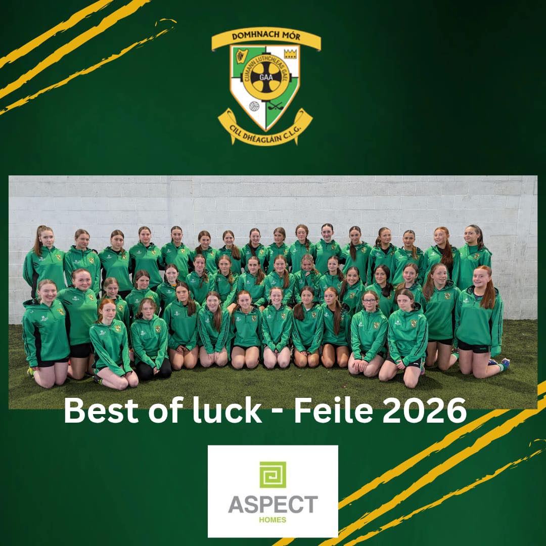 This weekend our U15 girls will play in the @meath_lgfa Feile Cup and Feile Shield where they take on Dunboyne and Summerhill. Ádh Mór a chailíní!
Míle buíochas le Aspect Homes for sponsoring new hoodies for the girls!