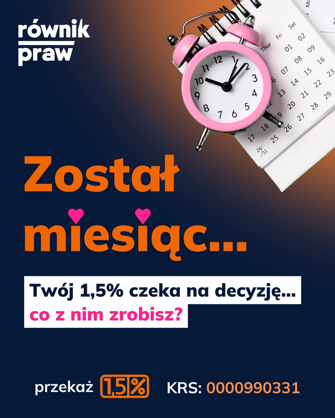 Miesiąc. Tylko tyle dzieli nas od zamknięcia tegorocznych rozliczeń. I aż tyle może zmienić w czyimś życiu. ❤️
Twoje 1,5% to nie tylko formalność. W ten sposób zapewniasz bezpośrednie wsparcie dla osób, które system często pozostawia bez pomocy.
Dzięki Twojemu zaufaniu, razem zmieniamy codzienność wielu ludzi:
• Ponad 250 osób w kryzysie otrzymało od nas indywidualną pomoc psychologiczną, pomagającą radzić sobie z traumą i lękiem.
• W ramach Inicjatywy Poradniczej Przestrzeń Różnorodności wsparliśmy 51 osób.
• Jako członkowie zespołu przy Ministerstwie Edukacji Narodowej aktywnie uczestniczyliśmy w tworzeniu Programu Edukacji 2026. Naszym celem jest szkoła skupiona na dobrostanie człowieka, a nie tylko na ocenach.
• Program „Mam tę moc” zapewnił wsparcie psychologiczne i zawodowe kobietom w trudnych sytuacjach życiowych, pomagając im odzyskać niezależność.
• Zapewniliśmy kompleksowe wsparcie prawne dla par jednopłciowych i niesformalizowanych, pomagając w przygotowaniu testamentów, pełnomocnictw medycznych i umów majątkowych.
Jak przekazać 1,5%?
W swoim formularzu PIT, w sekcji dotyczącej przekazania 1,5% podatku na rzecz organizacji pożytku publicznego (OPP), wpisz:
KRS: 0000990331
Twoje 1,5% to szansa na kolejne godziny pomocy psychologicznej, interwencji prawnych i starania o szkołę wolną od przemocy. Nie pozwól, by Twój podatek został rozdysponowany bez Twojego udziału. Nadaj mu kierunek, który ma znaczenie.
#podatek #podatki #krs #procent #pomoc #pit #rozliczenie #fundacja #poradypsychologiczne #poradyprawne