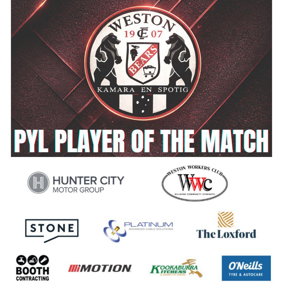 Congratulations to our Round 10 PYL Players of the Match! 🐻🖤🤍
#HunterCityMotorGroup #WestonWorkersClub #StoneRealEstateHunterValley #SafetySignsAustralia