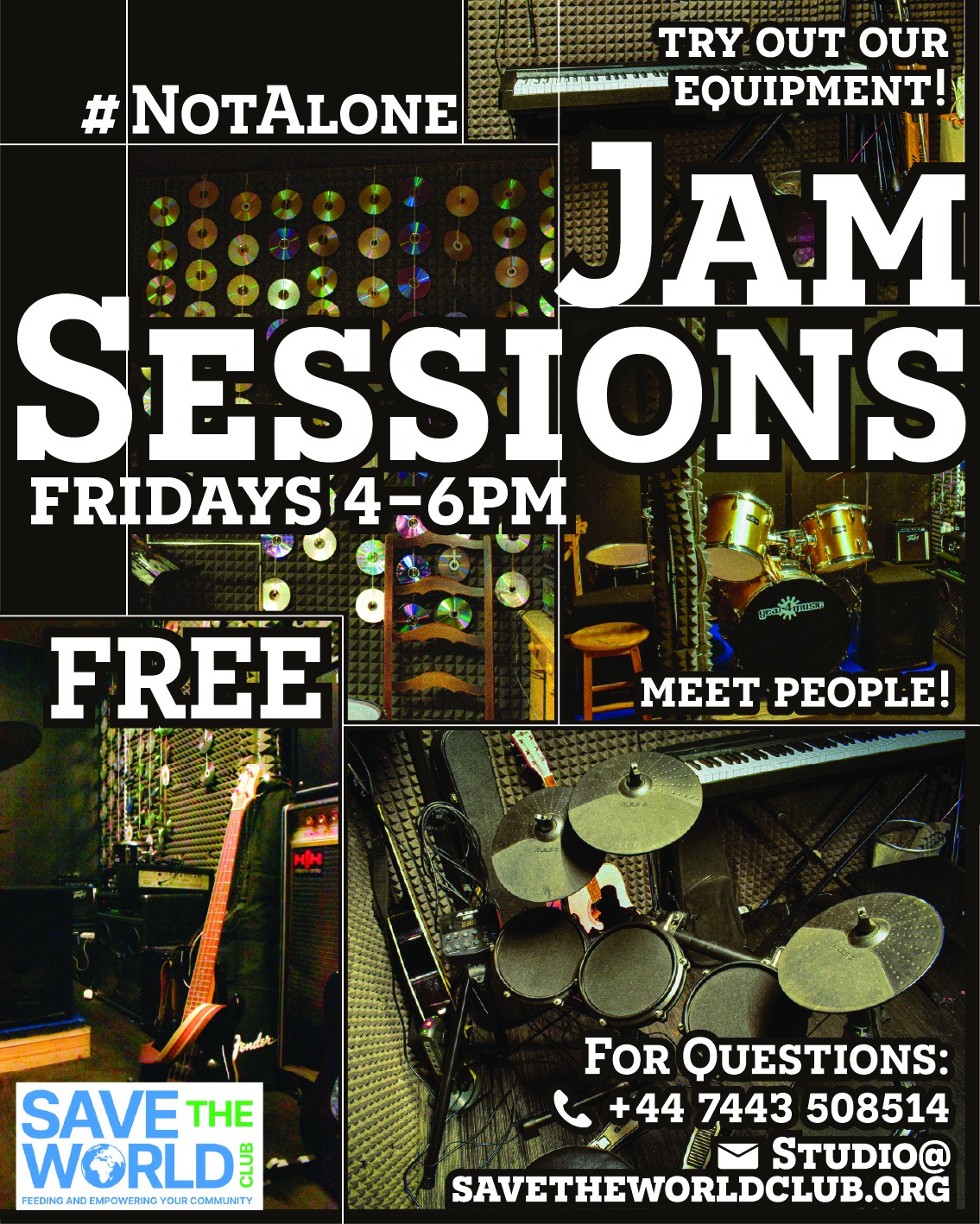 Another week, another open jam session. Why not try out our Studio for free with other members of the public and see if it's for you🎷?
⏰Fridays 4-6pm.
📍18 Southsea Road, Kingston upon Thames, KT1 2EH.
📞 +44 7443508514
📩 Studio@savetheworldclub.org
#RehearsalStudio #Studio #Music #Free #KingstonUponThames #NotAlone #kingstonuponthames #kingston #surbiton #tolworth #newmalden #chessington