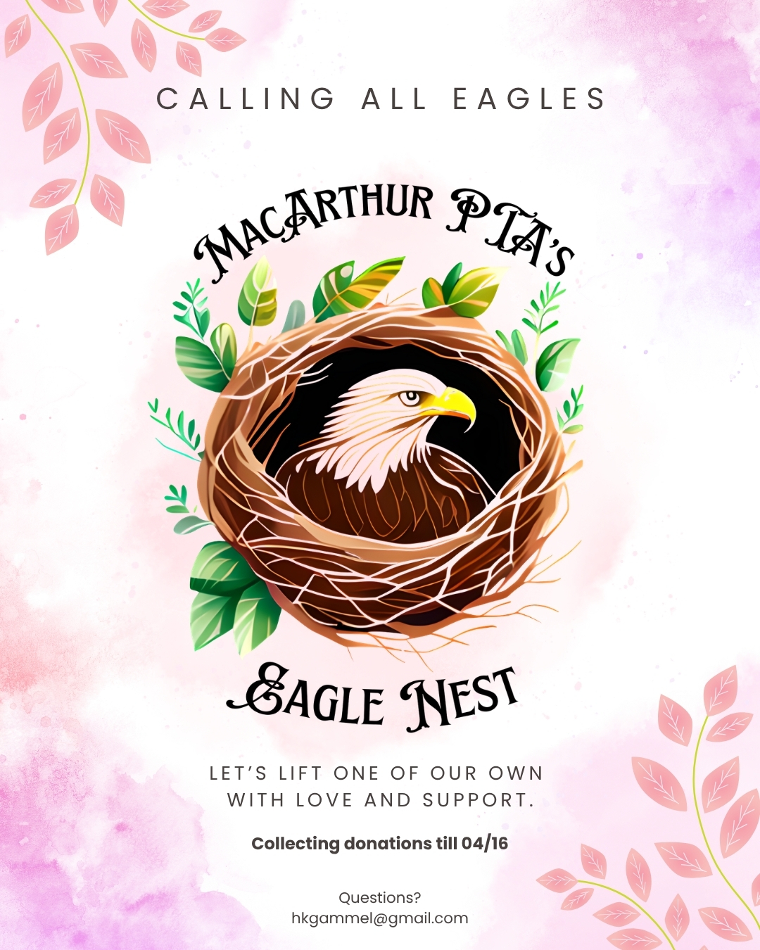 Our MacArthur PTA community is coming together to support one of our own during a time of profound loss. We are collecting donations to help provide flowers and dinner gift cards to a teacher and their family as they navigate this difficult moment.
Every contribution, big or small, is a meaningful way to show care, compassion, and support.
📅 Donations due by Thursday, April 16
💳 Venmo: @hgammel (Last four: 3276)
Thank you for helping us surround our MacArthur family with kindness, comfort, and love during this time.