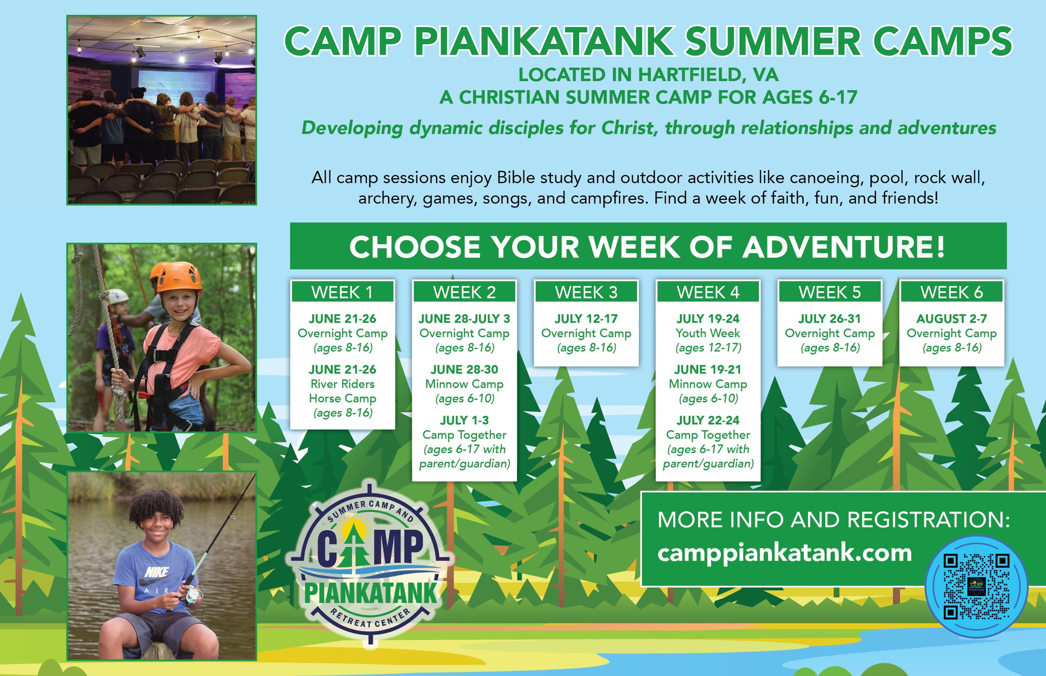 Spring break is almost over, which means summer is right around the corner! ☀️
Now is the perfect time to lock in your child’s spot at Camp Piankatank. Don’t miss out on a summer full of faith, friendship, and unforgettable adventure—register today!