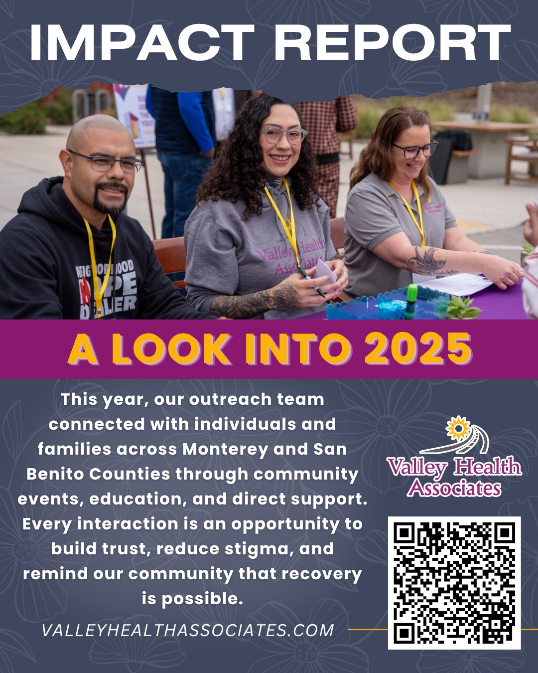 Some highlights of our 2025 Impact Report!✨
To view the full impact report, scan the QR Code or visit our website valleyhealthassociates.com
#ValleyHealthAssociates #VHA #MontereyCounty #ImpactReport #NonProfit