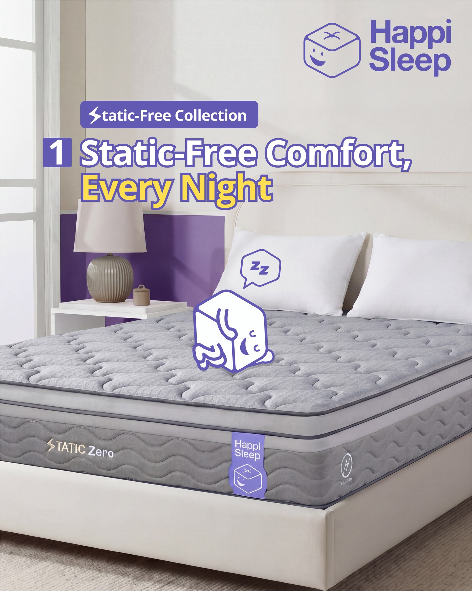 Zero static, only comfort. Which bed is your sleep twin? 😴✨
Three vibes, one promise: smooth, calm, tension-free sleep with our Static-Free Collection.
Slide into your pick tonight 😌💤 Tag your sleep buddy and see who’s stealing the blankets!
#HappiSleep #DreamWithUs #ZeroZap #StaticFreeSleep