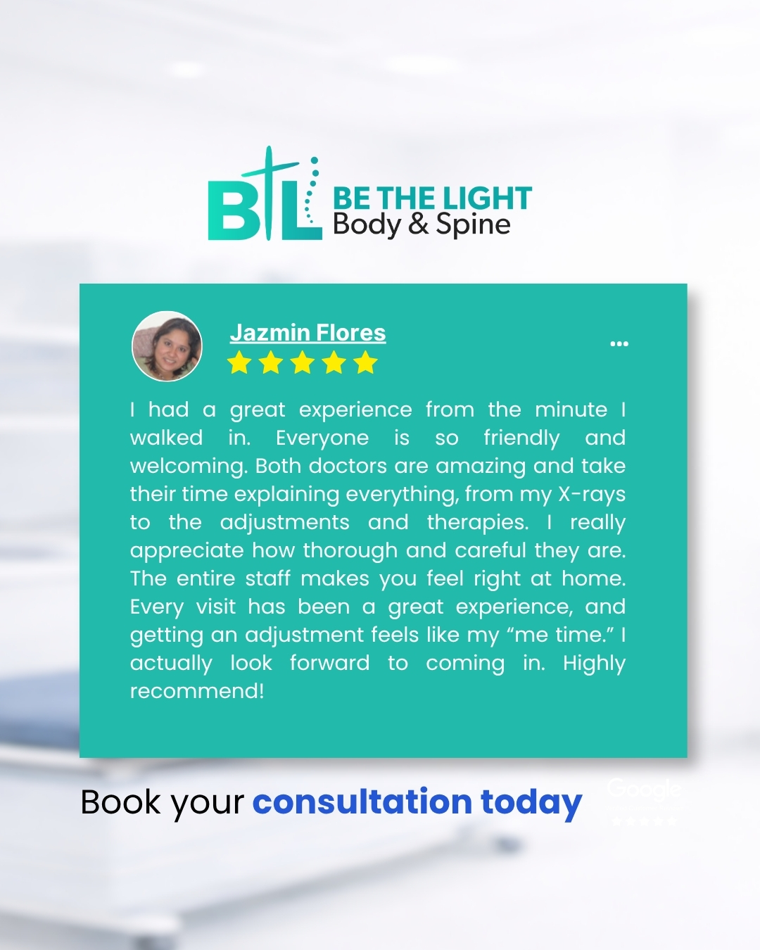 Feeling comfortable, heard, and cared for makes all the difference in your healing journey. At Be The Light Body & Spine, we focus on creating an experience where every visit feels intentional, personalized, and truly worth your time.
Ready to start feeling your best?
📞 Call us at (316) 235-4448 to book your consultation