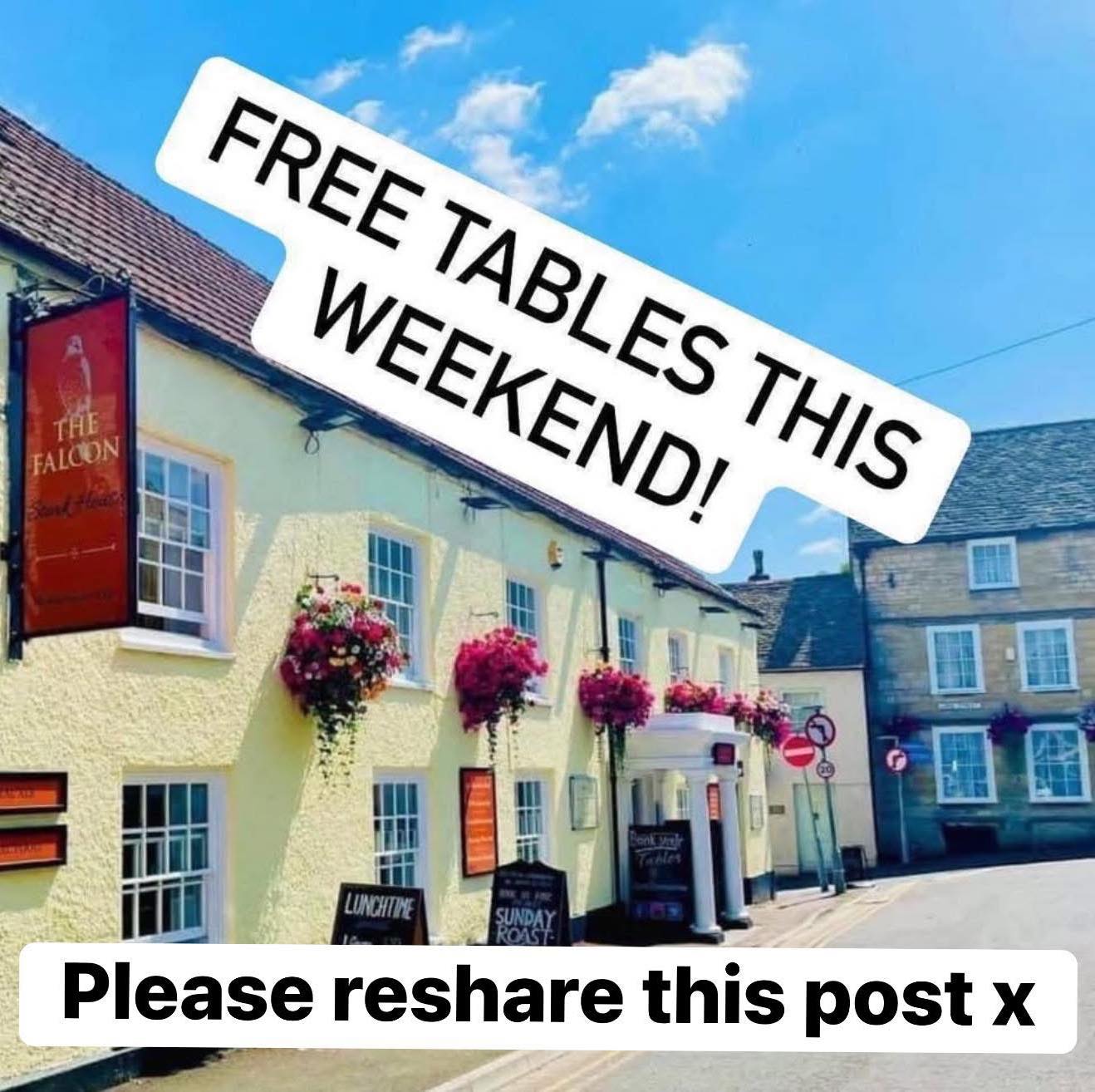 Free tables this weekend!!
After the amazing start to the week we're on for a record week! Please share this post to help us sell our available tables for the rest of the week!
We are also at Maxi Lounge all weekend so get your burger fix! 🍔
Click on the link below to get booked in
https://www.falconsteakhouse.com/book-now/
Before they get snapped up
Friday Lunch
Plenty of tables but still best to book
Friday evening
T x 4 @ 6:45
T x 2 @ 8:15
T x 4 @ 9:00
Saturday lunch
T x 2 @ 12:00
T x 3/4 @12:00
T x 2@ 12:30
T x 2-4 @ 1:00
T x 3/4 @ 2:45
Saturday evening
T x 2 @ 7:00
T x 4 @ 8:00
Sunday roast
T x 4 @ 12:00
T x 2-4 @ 12:30
T x 4 @ 1:00
T x 3/4 @ 3:00
Sunday evening
T x 2-4 @5:00
T x 5/6 @ 6:00
T x 4 @ 6:45
T x 2-4 @ 7:15
T x 2 @ 8:15
T x 5/6 @ 8:30
T x 4 @ 8:45
https://www.falconsteakhouse.com/book-now/
If you want to be added to the cancellation list drop us a DM X