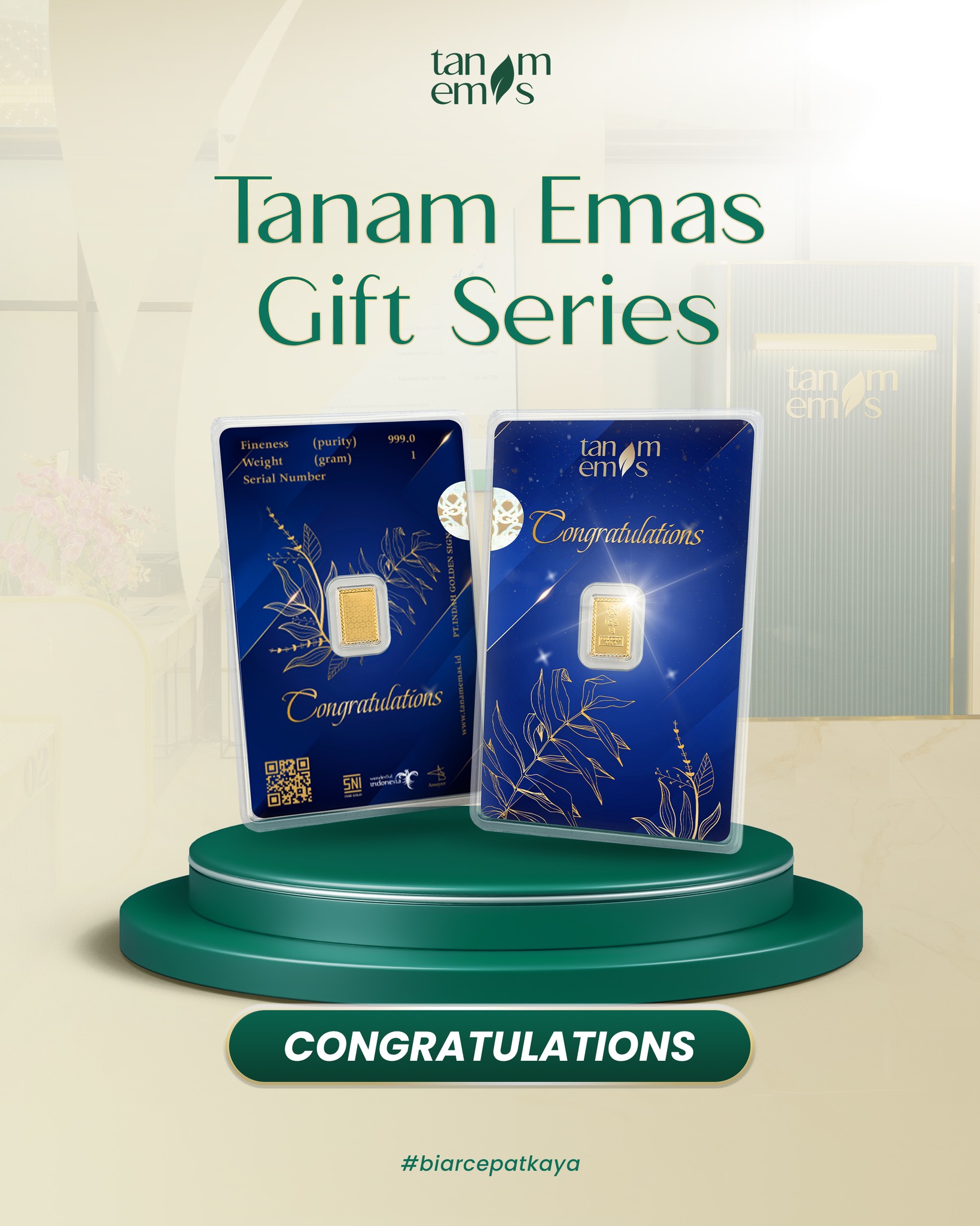 Rayakan momen spesial dengan hadiah yang lebih bermakna ✨
Tanam Emas Gift Series “Congratulations” jadi pilihan tepat untuk apresiasi yang bernilai dan berkesan.
Dapatkan sekarang di Galeri Tanam Emas terdekat:
📍 Surabaya
Jl. Embong Gayam No.17
📞 0812 1780 6495 | 0812 3137 5317
📍 PIK – Jakarta Utara
Ruko Garden House Blok A12, Jl. Pantai Indah Kapuk
📞 0851 8308 8178
📍 Blok M Square – Jakarta Selatan
Lt. UG Blok D No. 093-095 & 098–099
📞 0851 6863 1484