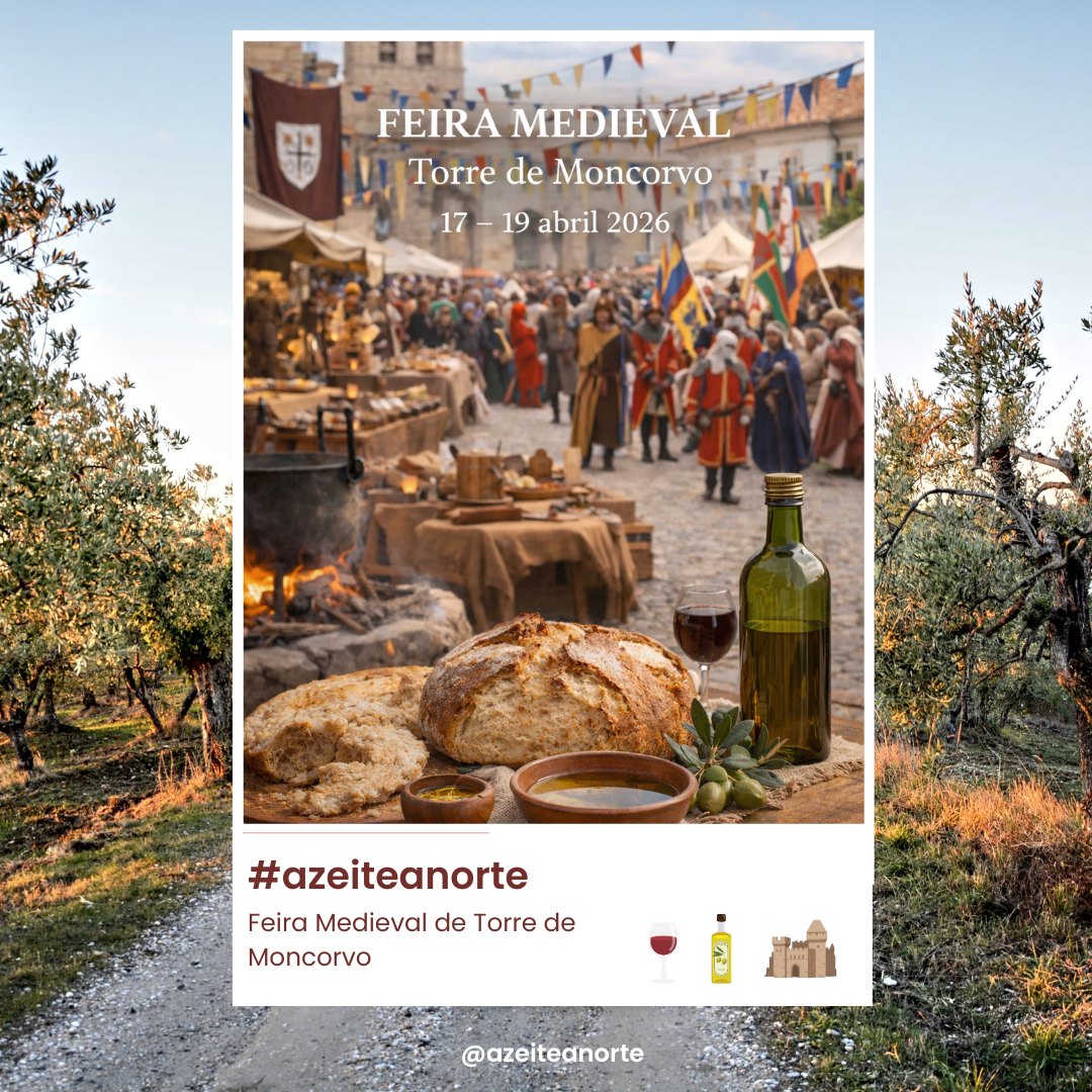 🗓️ 17 — 19 abril 2026
📍 Torre de Moncorvo
Há sabores que atravessam séculos.
Durante três dias, o centro histórico de Torre de Moncorvo regressa ao tempo de D. Dinis, onde os aromas e sabores eram mais do que alimento — eram encontro, troca e identidade.
Entre artesãos, mercadores e taberneiros, a vila enche-se de produtos da terra, preparados como outrora: pão, fumeiro, vinho e azeite — base de uma cozinha que permanece.
Num ambiente que recria o século XIII, vivem-se momentos de partilha, tradição e descoberta, onde cada sabor conta uma história.
Porque antes de ser tendência, já era tradição!
#torredemoncorvo #feiramedieval #trasosmontes #altodouro #gastronomiaportuguesa #saboresdaterra #produtosregionais #azeiteportugues #azeiteanorte #fumeiro #vinhoportugues #paotradicional #tradicao #historia #culturaportuguesa #interior #descobrirportugal #turismogastronomico #eventosportugal #saboresdeportugal #feirasmedievais #origem #autenticidade #portugal #nordestetransmontano #territorio #identidade #foodportugal #visitportugal