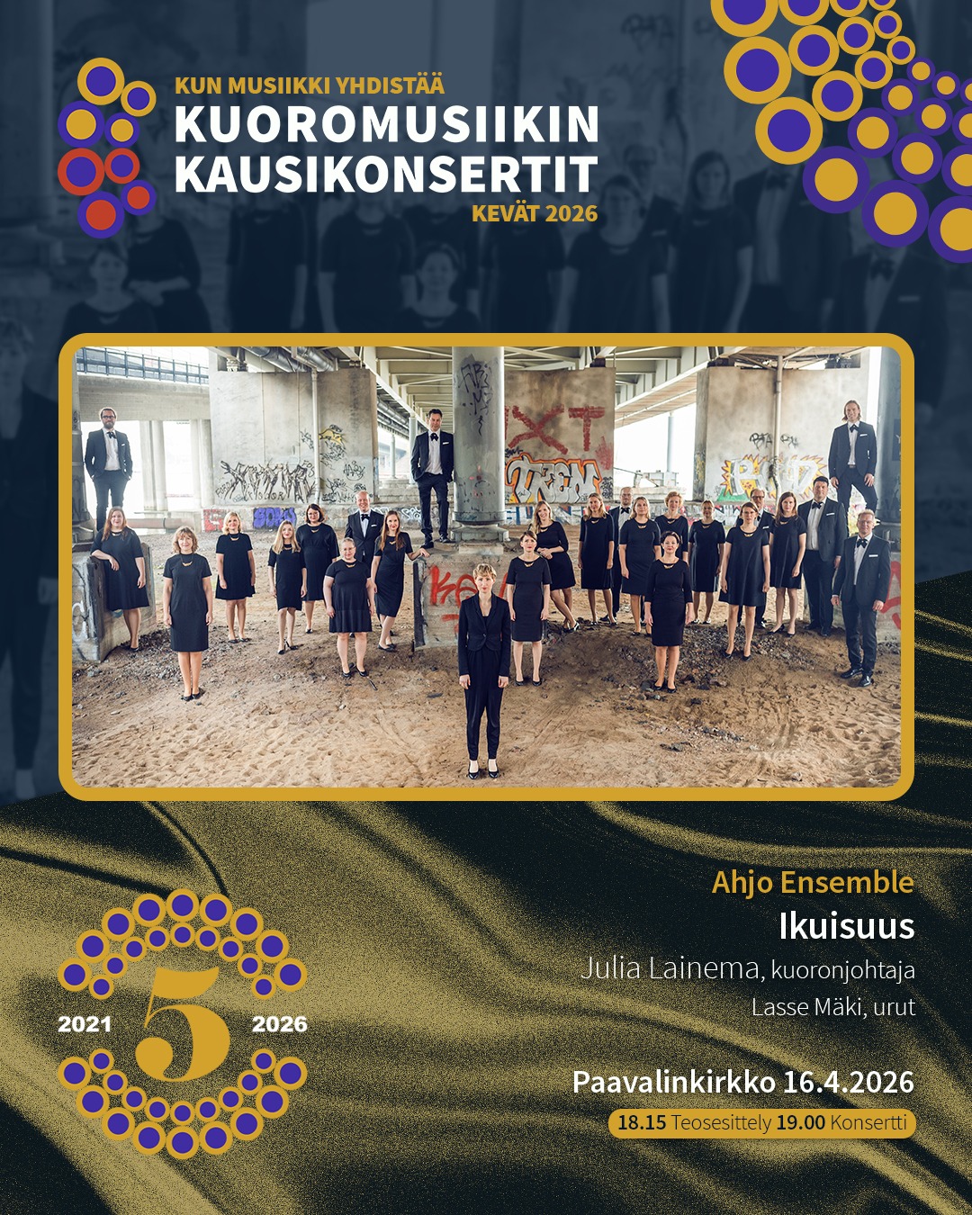 Tänä torstaina 16.4. vuorossa on Ahjo Ensemble, johtajanaan Julia Lainema. Illan "Ikuisuus" -konsertti alkaa Paavalinkirkossa klo 19.00 ja sitä edeltää teosesittely klo 18.15.
KONSERTIN ESITTELY KOTISIVUILLAMME.
#kuoromusiikinkausikonsertit
#kunmusiikkiyhdistää
@ahjoensemble
#julialainema
@paavalinseurakunta