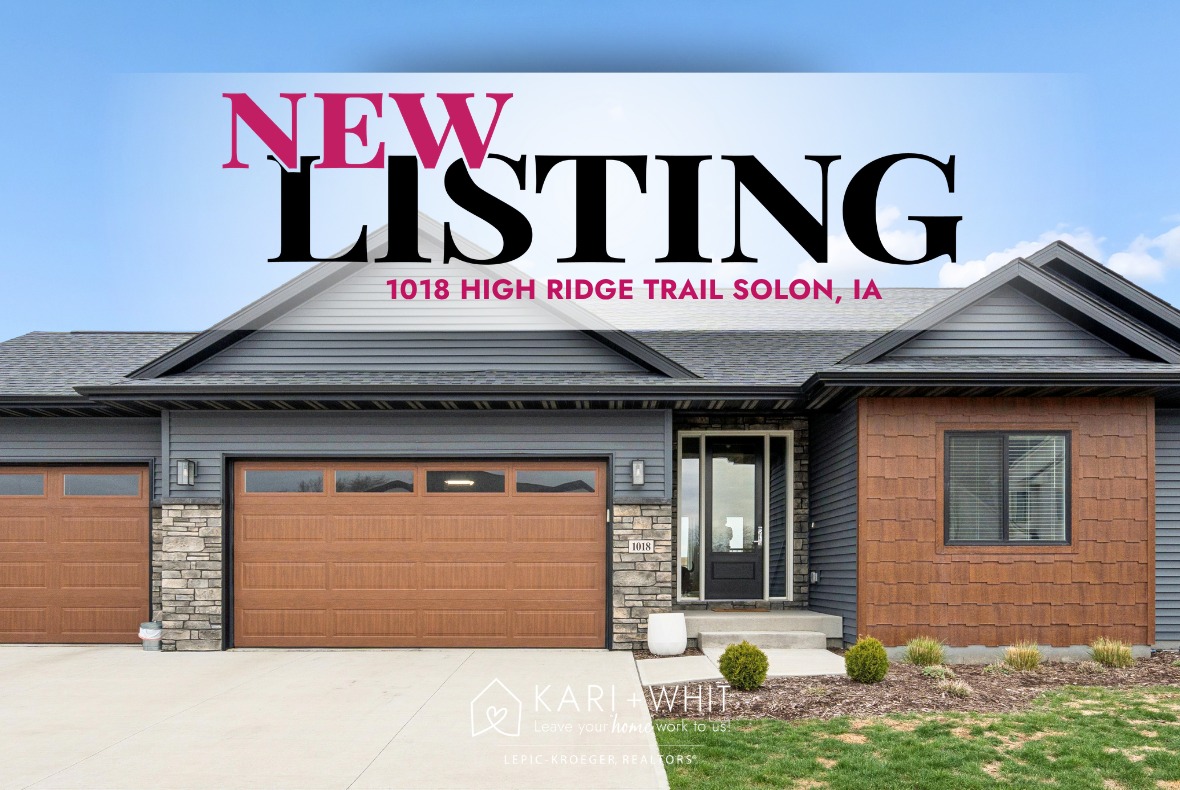 NEW LISTING | 1018 High Ridge Trail, Solon IA
🔥 Offered at $515,000 🔥
https://picyourhouse.net/1018-High-Rdg-Trl
• 🏡 Beautifully designed 5 bed | 3 bath ranch in a highly sought-after neighborhood
• 🌿 Open-concept main level with wide plank LVP & incredible natural light
• 🍽️ Stunning kitchen with shaker cabinetry, quartz countertops, large island + walk-in pantry
• 🔥 Inviting living room with sleek electric fireplace—perfect for cozy nights
• 🌅 Newly stained deck overlooking association pond + breathtaking sunset views
• 🛏️ Spacious primary suite with trey ceilings, dual vanities, glass shower & walk-in closet
• 🧺 Convenient main-level laundry + 2 additional bedrooms & full bath
• 🎬 Finished lower level with large family room, 2 bedrooms, full bath & great storage
• 🐾 Amazing amenities: dog park, playground, basketball, pickleball, stocked ponds
• 🚶♀️ Direct access to SRNA Trail & beautiful Lake MacBride
💫 The perfect blend of comfort, style, and location—this one checks all the boxes!