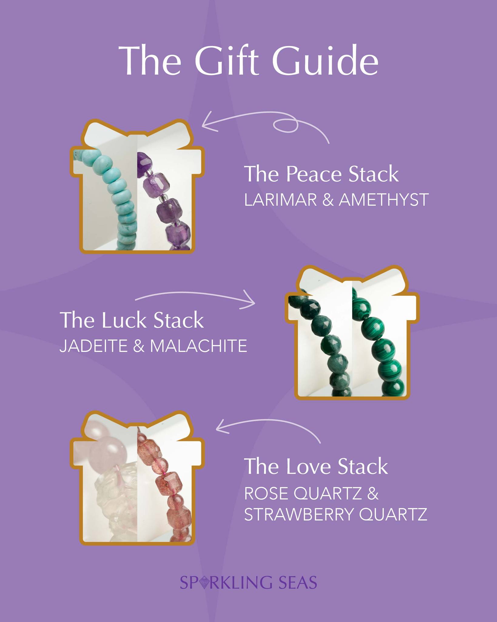 The gift guide you didn’t know you needed ✨
Thoughtful, meaningful, and made to resonate, crystal stacks that go beyond the ordinary.
The Peace Stack (Larimar & Amethyst)
For calm, clarity, and balance
The Luck Stack (Jadeite & Malachite)
For growth, abundance, and new beginnings
The Love Stack (Rose Quartz & Strawberry Quartz)
For connection, self-love, and warmth
Whether it’s for someone special or yourself, choose a gift that carries intention.
Explore the collection:
sparklingseas.ph/stone-bracelets 💜