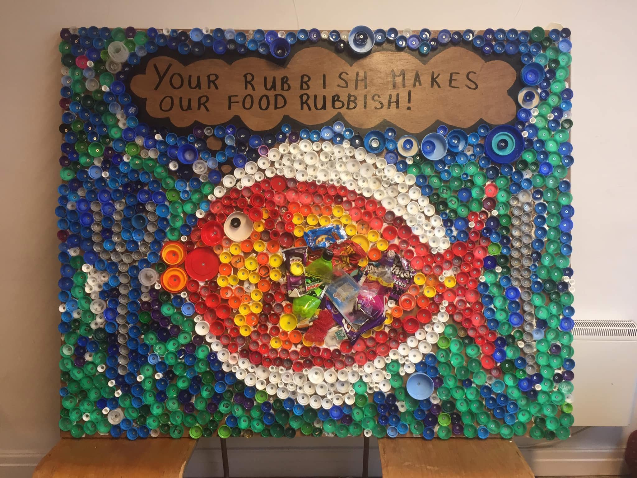 Mari Ryan remember making this out of bottle tops & beach rubbish with the kids The Ridge Community Centre . Such an awesome project. Loved working alongside you in the youth sector 💜