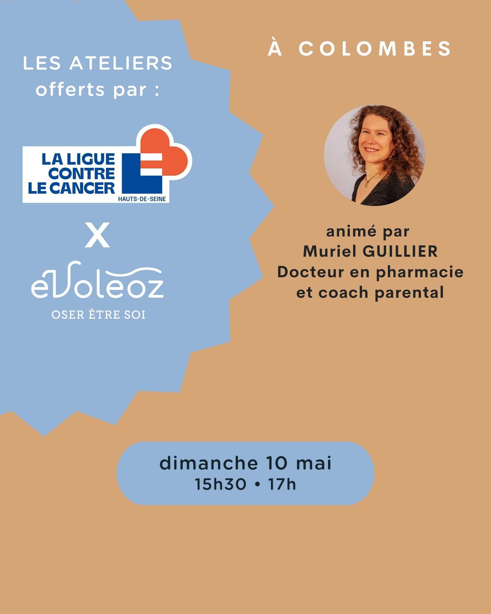 "Aider les enfants à exprimer leurs émotions face à la maladie " :
prochain atelier d'Évoléoz Colombes pour les parents offert par La Ligue Contre le Cancer des Hauts-de-Seine.
Il sera animé par Muriel Guillier, Docteur en pharmacie et coach parental.
"Donner aux parents des outils concrets, ludiques et simples pour soutenir les enfants dans l’expression émotionnelle, sans les surcharger.
Echanges et éclairages sur les réactions émotionnelles, outils pour aider à exprimer les émotions et besoins, création d’une carte météo des émotions et ressources pour apaiser."
👉 atelier gracieusement offert par la Ligue contre le cancer du 92
👉 lieu de l'atelier : 45 rue Colbert 92700 Colombes
🗓️ réservation / information :
via ce lien : https://www.helloasso.com/associations/ligue-contre-le-cancer-des-hauts-de-seine/evenements/atelier-de-coaching-parentalite-10-mai-2026-evoleoz-colombes
ou par tél : 01 55 69 18 14 OU cgardinier@liguecancer92.org
👉 Pour plus d'information sur nos lieux : evoleoz.fr
Réservez dès maintenant cet atelier dédié aux parents touchés par le cancer.
Si vous avez des personnes de votre entourage concernées, n'hésitez pas à partager.
#LutteContreLeCancer #EnsembleContreLeCancer #PréventionCancer #colombes92 #hautsdeseine #liguecancer @christel.blr