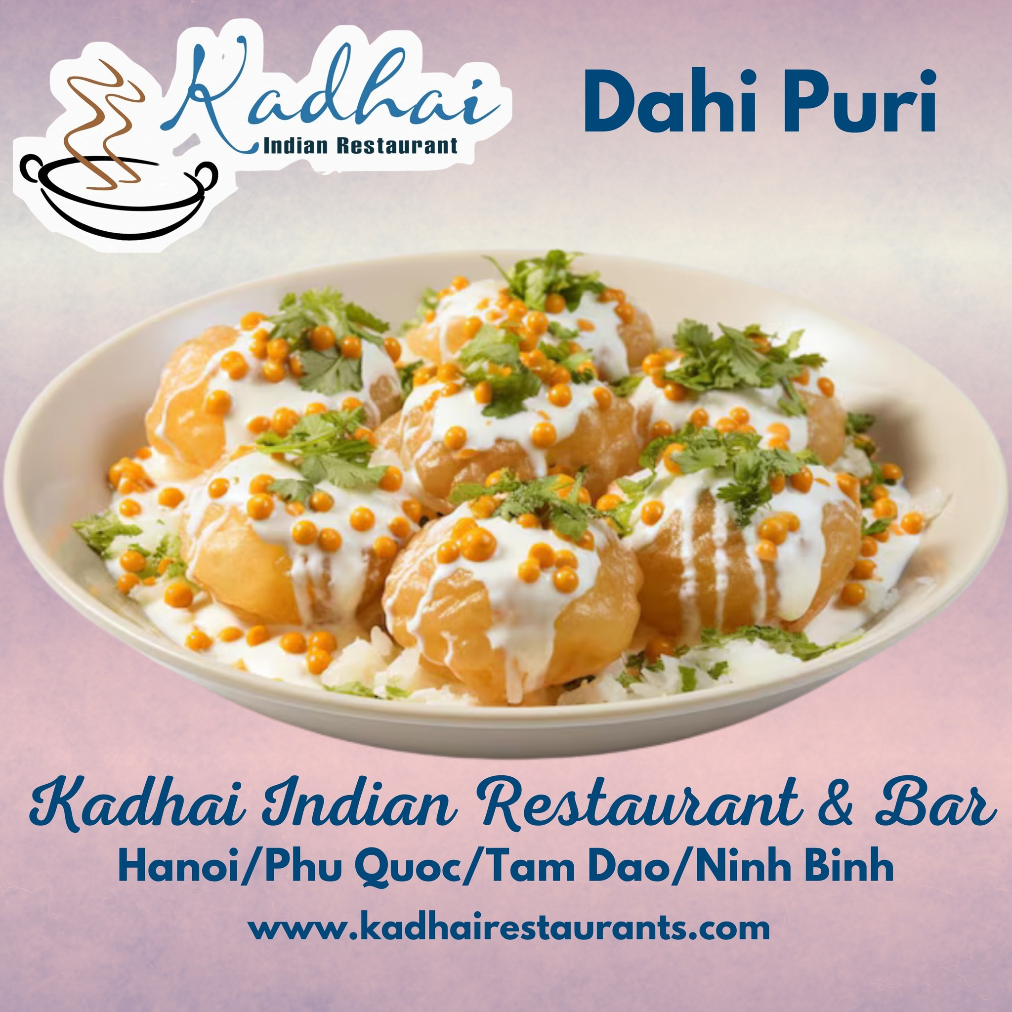 Discover the ultimate explosion of flavors with Dahi Puri at Kadhai Indian Restaurant & Bar! 🌟
Whether you're exploring the historic streets of Hanoi, enjoying the misty heights of Tam Dao, wandering through the scenic beauty of Ninh Binh, or relaxing on the sun-kissed beaches of Phu Quoc, we bring the authentic taste of Indian street food right to you.
#IndianFoodVN #phuquocfood #kadhairestaurant #tamcocvietnam #HanoiEats #kadhaivietnam #ninhbinh