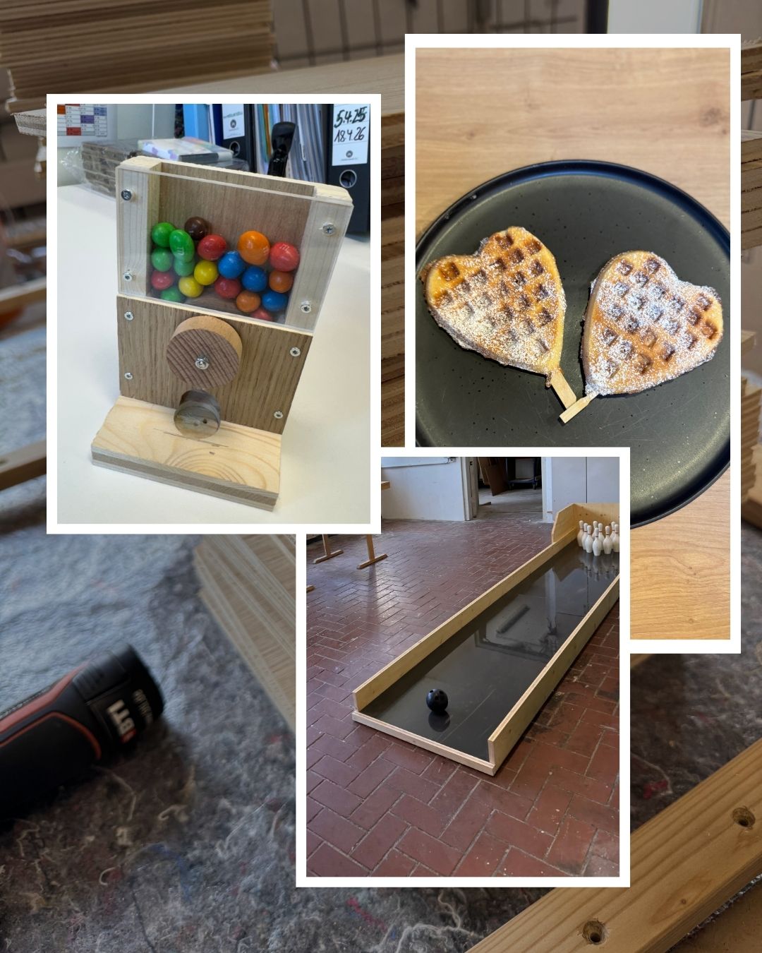 Auch für die Kids haben wir uns in diesem Jahr wieder ein tolles Bastelprojekt einfallen lassen - damit alle zukünftigen Schreiner und Schreinerinnen ihr Können unter beweis stellen können.👩🔧🔨🔧
Entspannen kann man dann bei einer kleinen Runde Bowling und sich mit leckeren Waffeln stärken 😃
.
.
.
#TagDerOffenenTür #Schreiner #handwerk #Holz #HolzUndGenuss #Handwerk #event #Innenausbau #Handmade