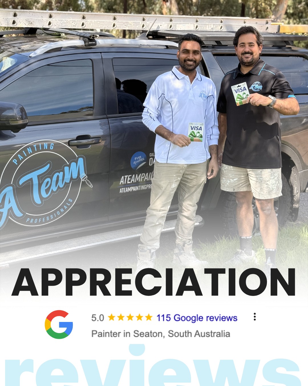 4 jobs. 4 x 5⭐ reviews.
That’s the result from their last 4 projects — and it’s no coincidence.
Big shoutout to Gull and Sam for bringing that level every time. Quality work, done properly 👏
And to everyone who takes the time to leave a review, we appreciate it. It’s what keeps the standard high.
Guil and Sam have also been rewarded with a $100 bonus each for every 5 star review received 💪
#ATeamPaintingProfessionals #AdelaidePainters #5StarWork #OnTheTools