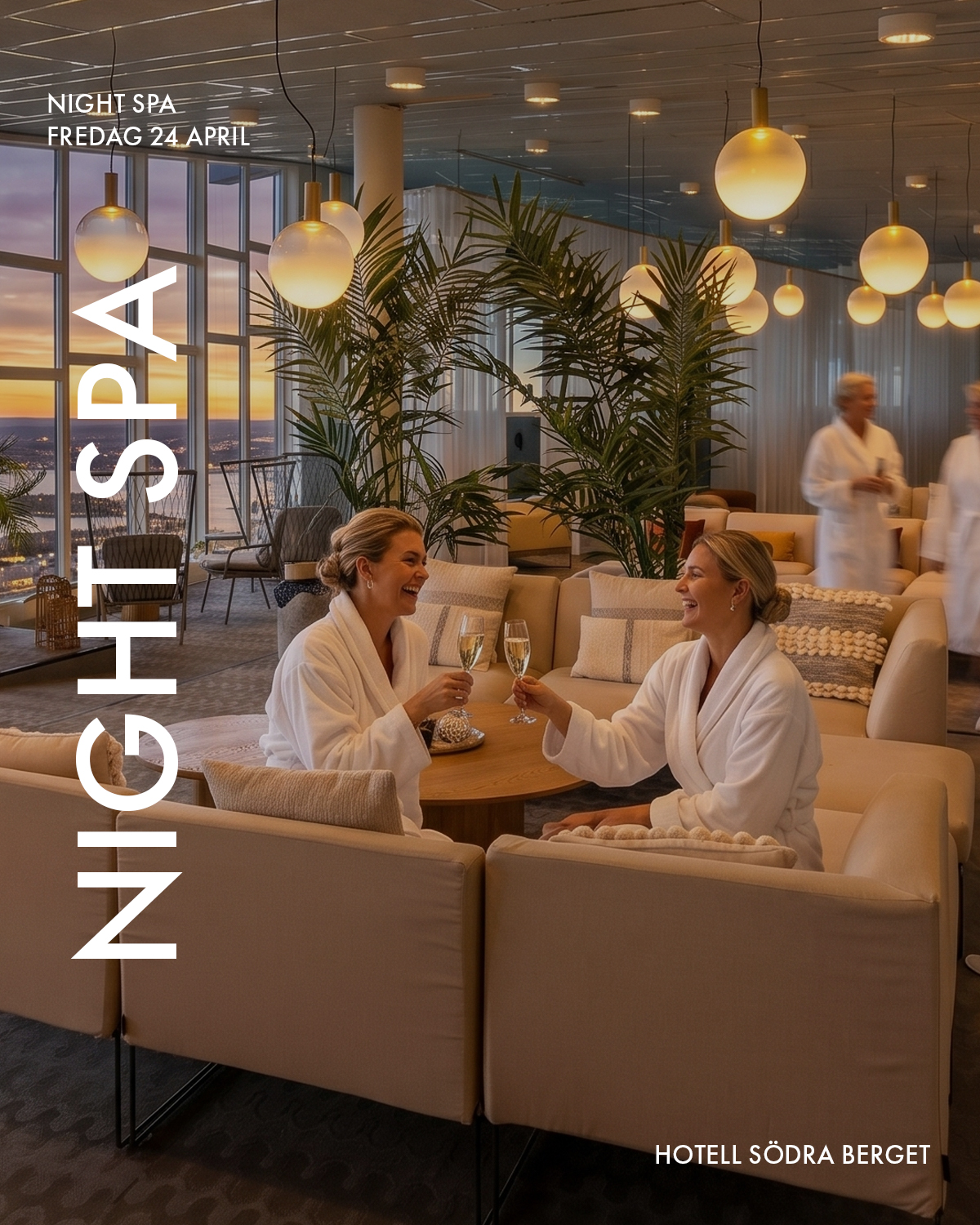 ✨ Night Spa - ✨ Fredag 24
Välkommen till en kväll där avkoppling möter puls. Under vårt populära Night Spa förvandlas spaavdelningen till en stämningsfull mötesplats fylld av musik, mingel och välmående.
Vi dämpar belysningen, höjer basen och skapar en mjuk men energifylld atmosfär. Baren är öppen och serverar fräscha, spännande drinkar – perfekta att njuta av tillsammans med vänner. 🍸
🕘 DJ kl. 21.00–00.00
🕖 Entré från kl. 19.00 – kom i god tid, varva ner och landa i kvällen innan musiken drar igång.
📅 Datum:
• Fredag 24 april
💫 Specialpris Night Spa:
Entré 395 kr/person
(ord. pris 595 kr – gäller endast vid onlinebokning)
Boka nu på https://www.sodraberget.se/nightspa
Platserna är populära – säkra din kväll redan nu! 💙