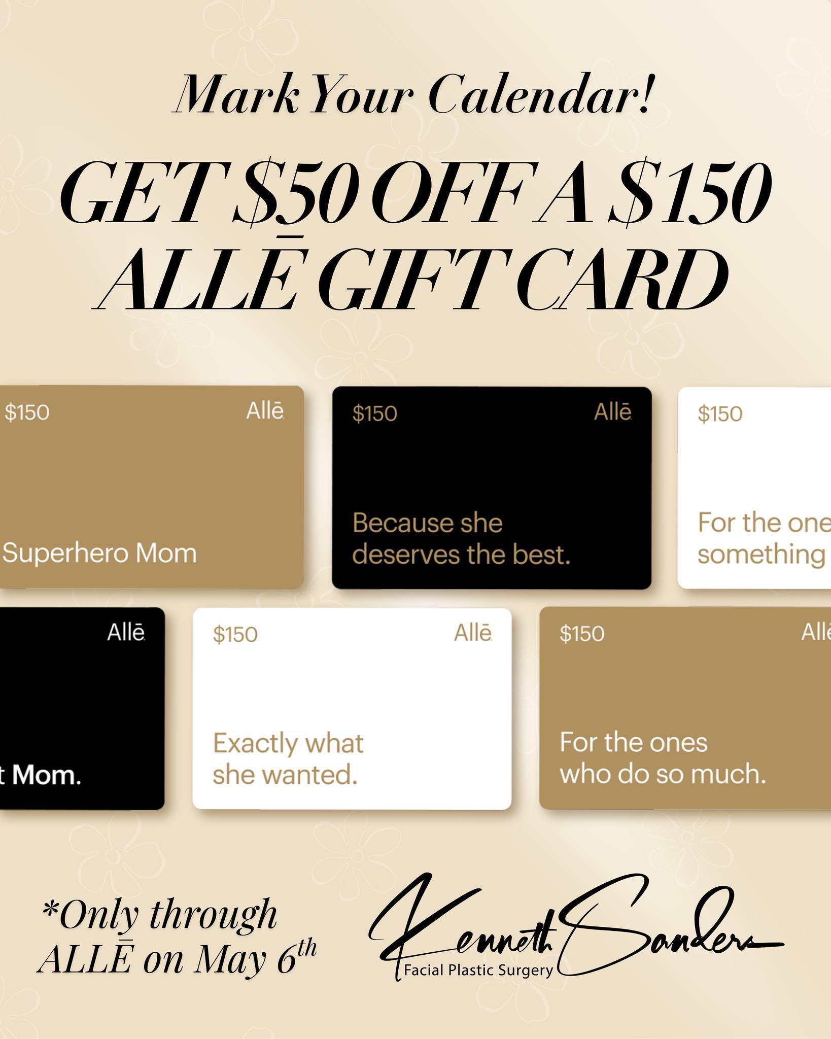 A gift for her, or a treat for yourself. đ
Motherâs Day gift cards launch Wednesday, May 6th.
Buy a $150 AllÄ gift card for $100 and use it toward your favorite Allergan treatments whenever youâre ready. They never expire, so thereâs no rush. Just something to have ready when you are.
A few things to know:
⢠Available while supplies last (act quickly!)
⢠AllÄ members only
⢠One gift card per account
⢠Redeemable on all Allergan products
Shop here when it goes live: https://alle.com/mothersday đ¸Mark your calendar, because this deal goes fast.
#MothersDay #lipfiller #Botox #filler #shreveportbossier