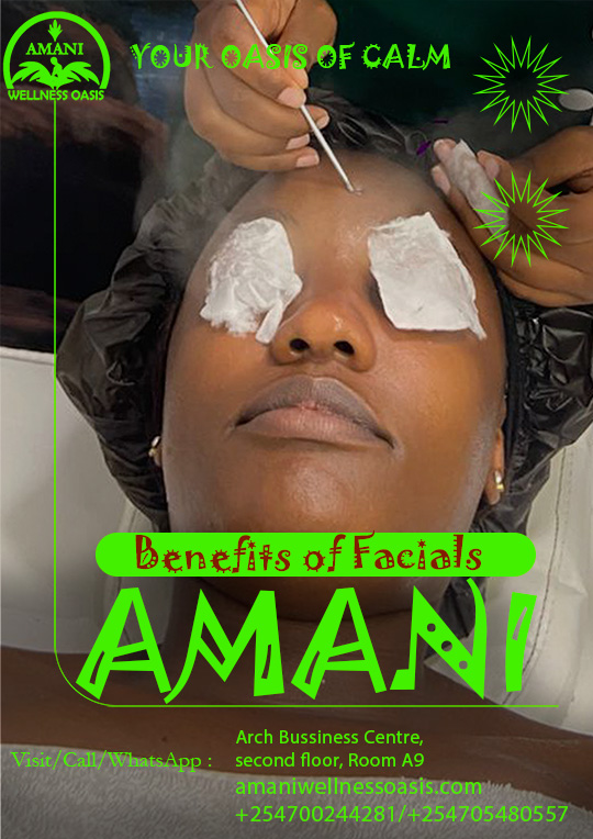 Regular facials help your skin stay healthy, not just look good
Facials support deep cleansing, hydration, and skin renewal, helping your skin feel smoother, clearer, and more balanced over time.
They can also help reduce buildup, improve skin texture, and give your face a natural glow.
Consistent care makes a difference — your skin responds best when it is maintained regularly.
📍 Arch Business Centre, 2nd Floor, Room A9, Along Eastern Bypass
📞 0700 244 281 | 0705 480 557
#FacialCare #HealthySkin #GlowCare #AmaniWellnessOasis #skincareeducation