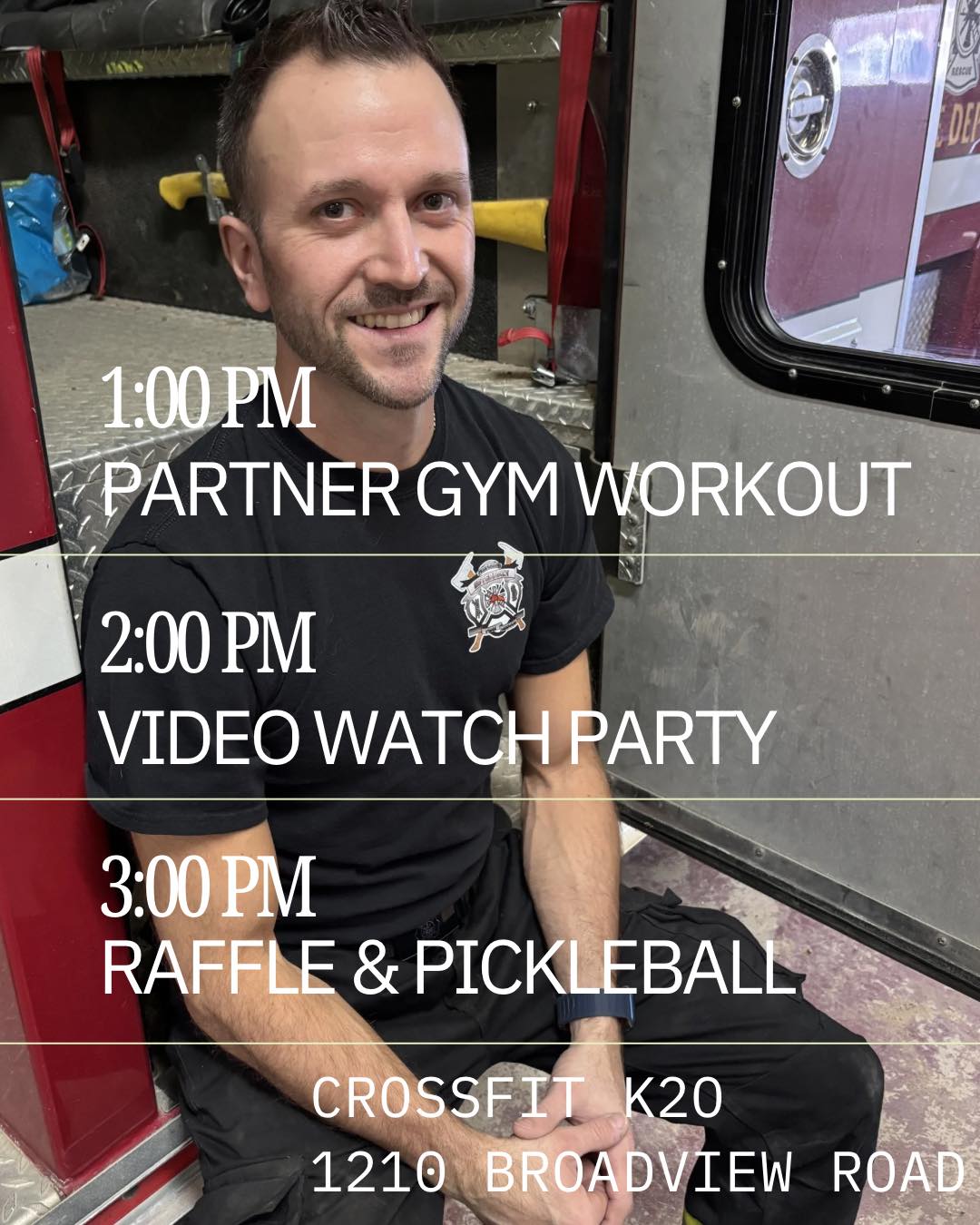 With some of the new upgrades finishing up at the gym we’re having an open house on Saturday afternoon from 1-5pm.
At 1PM we’re having a partner team group workout where everyone is welcome to join in. The workout is shared between the group or partners and like always is modified for anyone that needs it.
At 2PM we’re having a firefighter video watch party to watch the 17 Saskatchewan Firefighter video biographies which includes Firefighter/Coach Aaron. These are the videos presented at the firefighter selection night in Regina on April 15 or on the Saskatchewan Firefighter Calendar website link by purchasing the $40 video access fee in the firefighter donation votes towards each firefighter. Each firefighter created content for about 2:30 to preview
At 3PM we are having a raffle draw for 2 round trip tickets to the Firefighter selection night event on Saturday April 25. This trip includes 2 tickets to the event from 7:30-10:30PM at the Conexus Arts Centre and transportation to join Charissa’s fan group on the rental bus to Regina and back.
Following the raffle we are hosting an indoor beginner pickleball tournament until 5PM for socializing and an introduction to Pickleball.
Feel free to stop in at the gym or bring a friend to join you in any of Saturday’s activities happening this Saturday on April 18th!