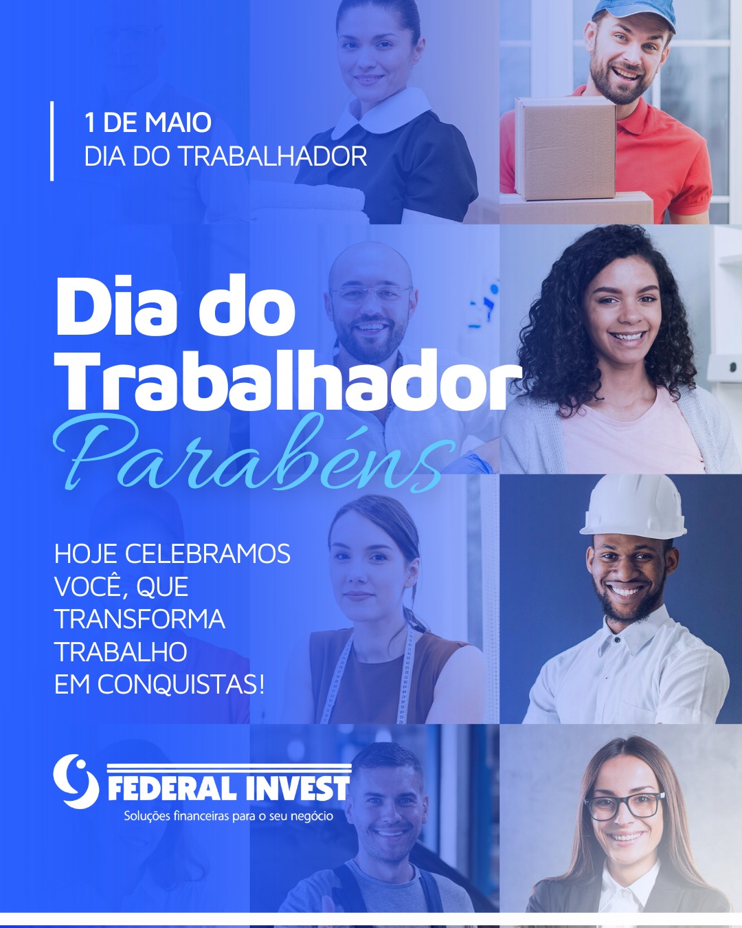 💼✨ 01 de Maio | Dia do Trabalhador
Hoje celebramos você, que transforma trabalho em conquistas todos os dias.
Sua dedicação, esforço e compromisso são fundamentais para construir resultados e impulsionar o crescimento.
Parabéns pelo seu dia!
#DiaDoTrabalhador #01DeMaio #Trabalho #Conquistas #FederalInvest