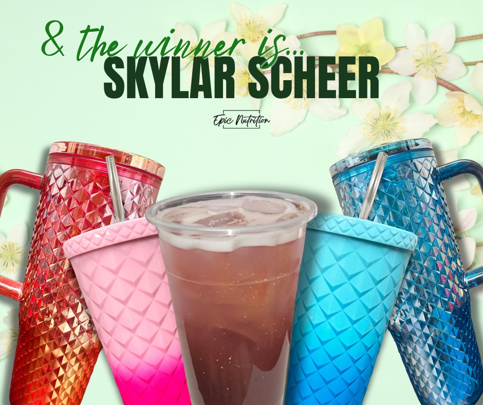 Epic Fam… we owe you a quick apology! Last week got a little busy on our end, and we’re a bit late announcing our giveaway winner — but we didn’t forget about you! 💛
A HUGE congratulations to…
🏆 Skylar Scheer 🏆
You’re our last weeks giveaway winner! 🌷
You’ve won a FREE Tea of your choice PLUS a fun spring tumbler 🥤🌼✨
Thank you to everyone who liked, shared, tagged their friends, and brought all the spring vibes with us last week. We truly have the BEST community 💛
Skylar — stop in when you can to claim your prize and snap a quick winner photo with us 📸🥤
Thanks again for your patience… and don’t worry, more EPIC giveaways are always coming your way! 🌸✨