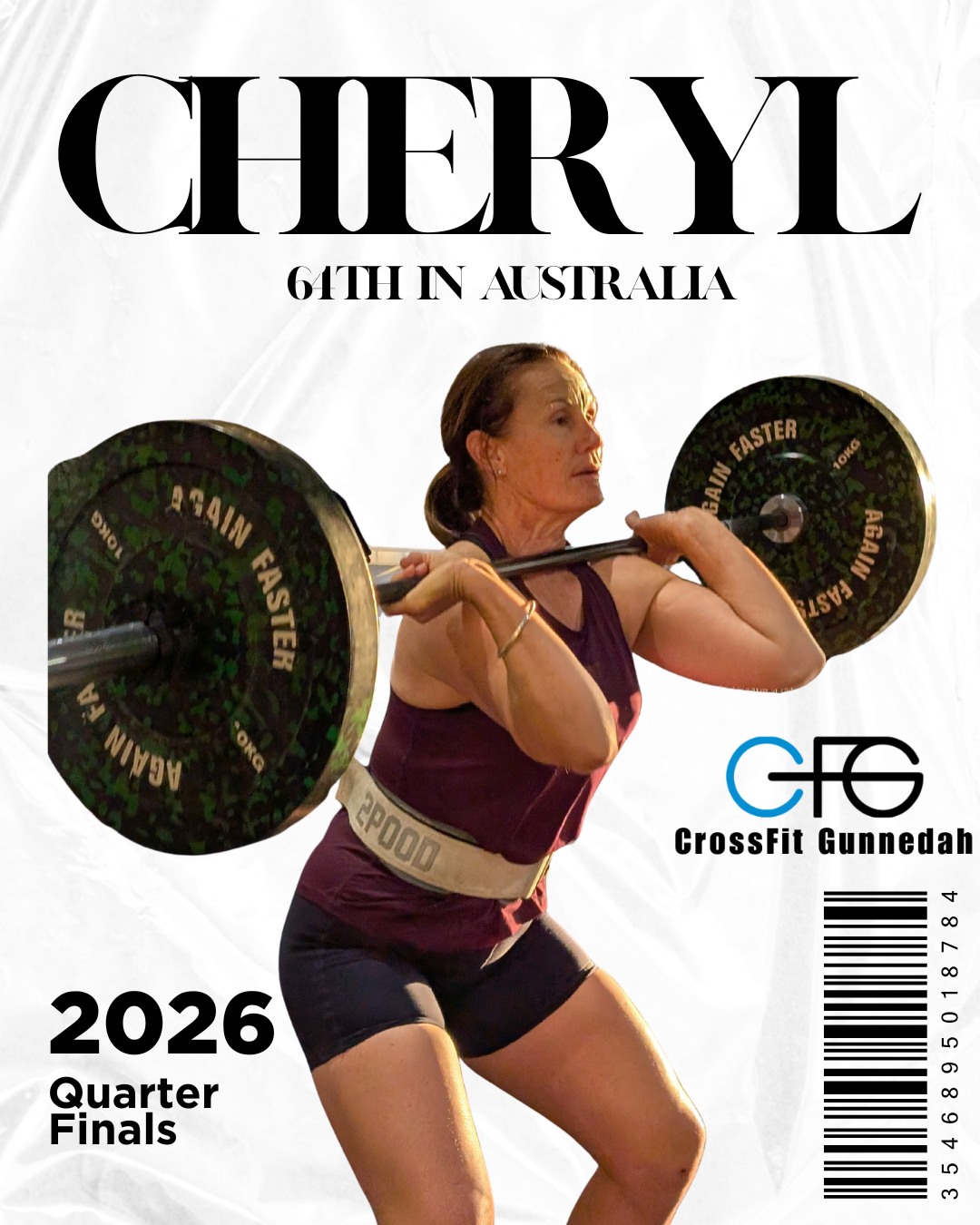 Cheryl returned to the Quarter Finals for the second time this year.
Competing in the 50–54 division, she finished 573rd in the world,
an improvement on her 2024 result.
This came off the back of a 64th place finish in Australia in the Open,
matching last year and improving again from the year before.
Consistent results, year after year.
Cheryl continues to show that experience, consistency, and hard work
keep you performing at a high level.
A true staple at the Quarter Finals stage.
Well done Cheryl 👊
@bryant3au