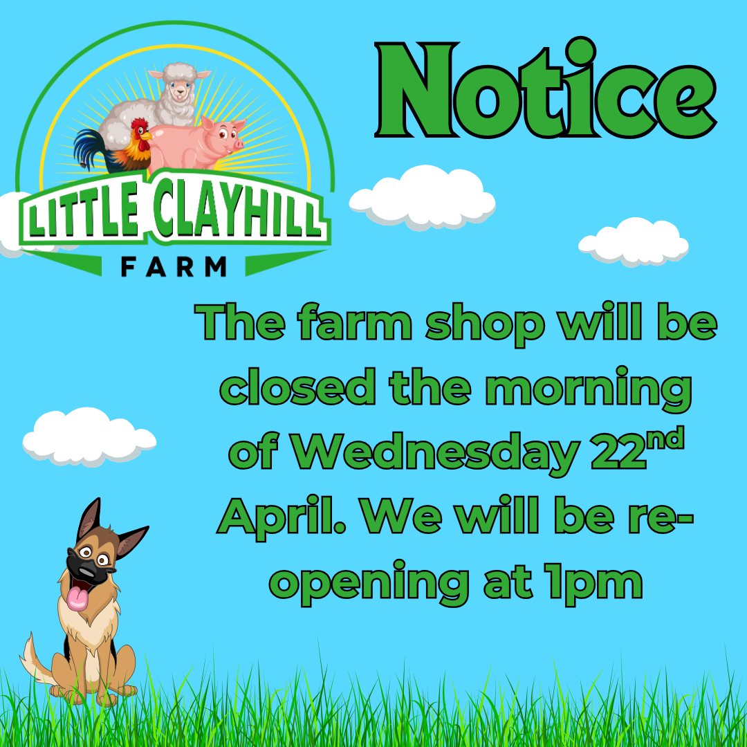 Unfortunately due to training we have to close the farm shop for Wednesday 22nd April for the morning. We will reopen at 1pm